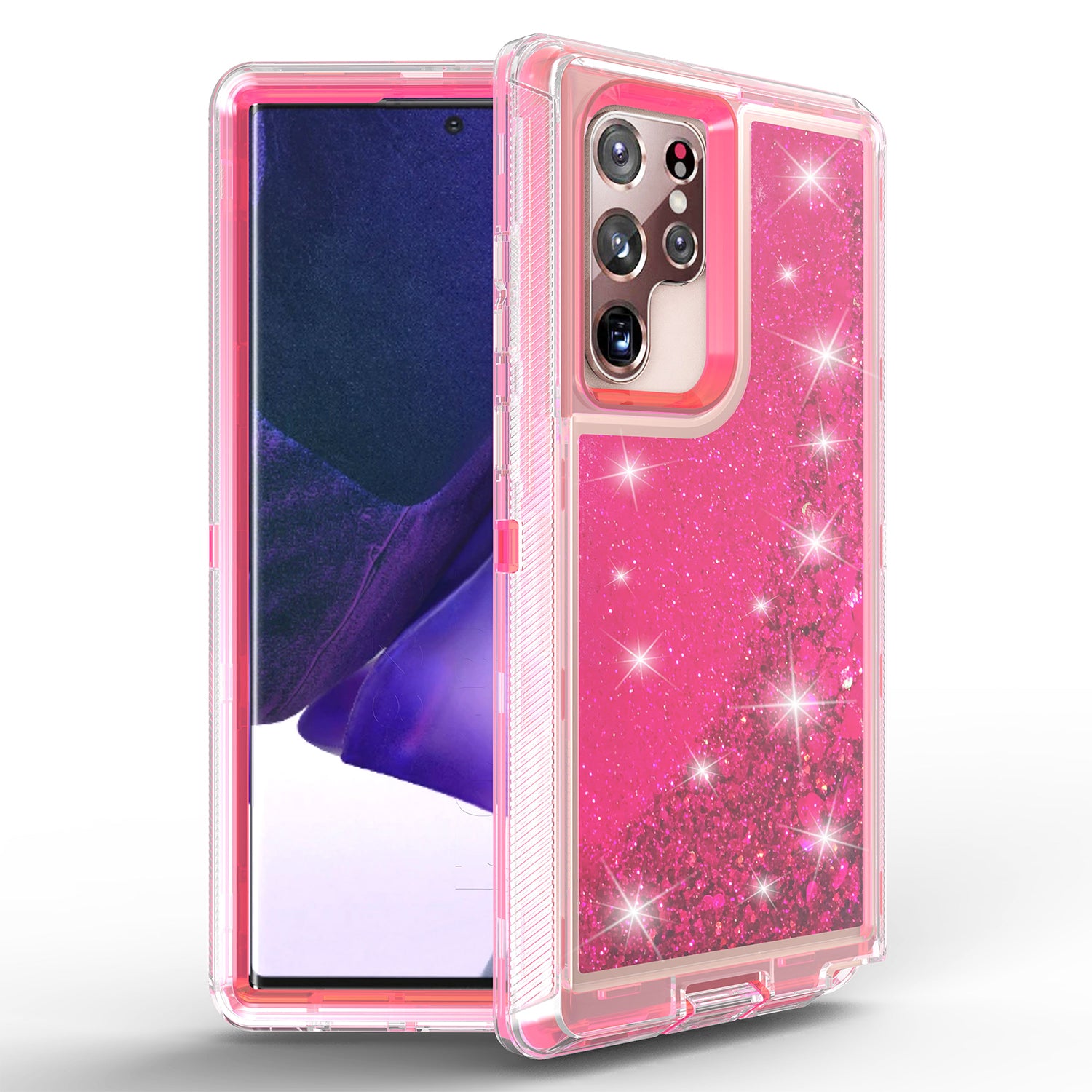 Samsung Galaxy S23 Ultra  Transparent Floating Glitter Heavy Duty Case