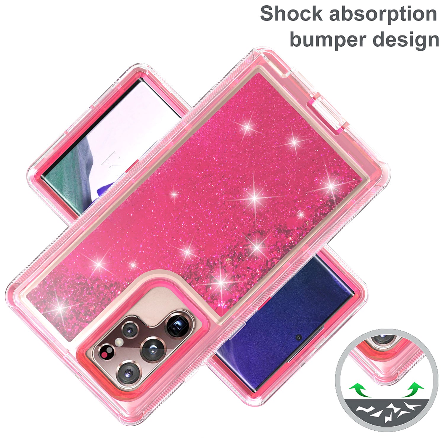 Samsung Galaxy S23 Ultra  Transparent Floating Glitter Heavy Duty Case