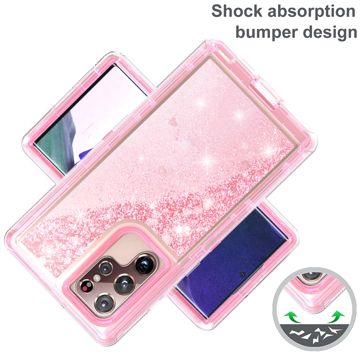 Samsung Galaxy S23 Ultra  Transparent Floating Glitter Heavy Duty Case