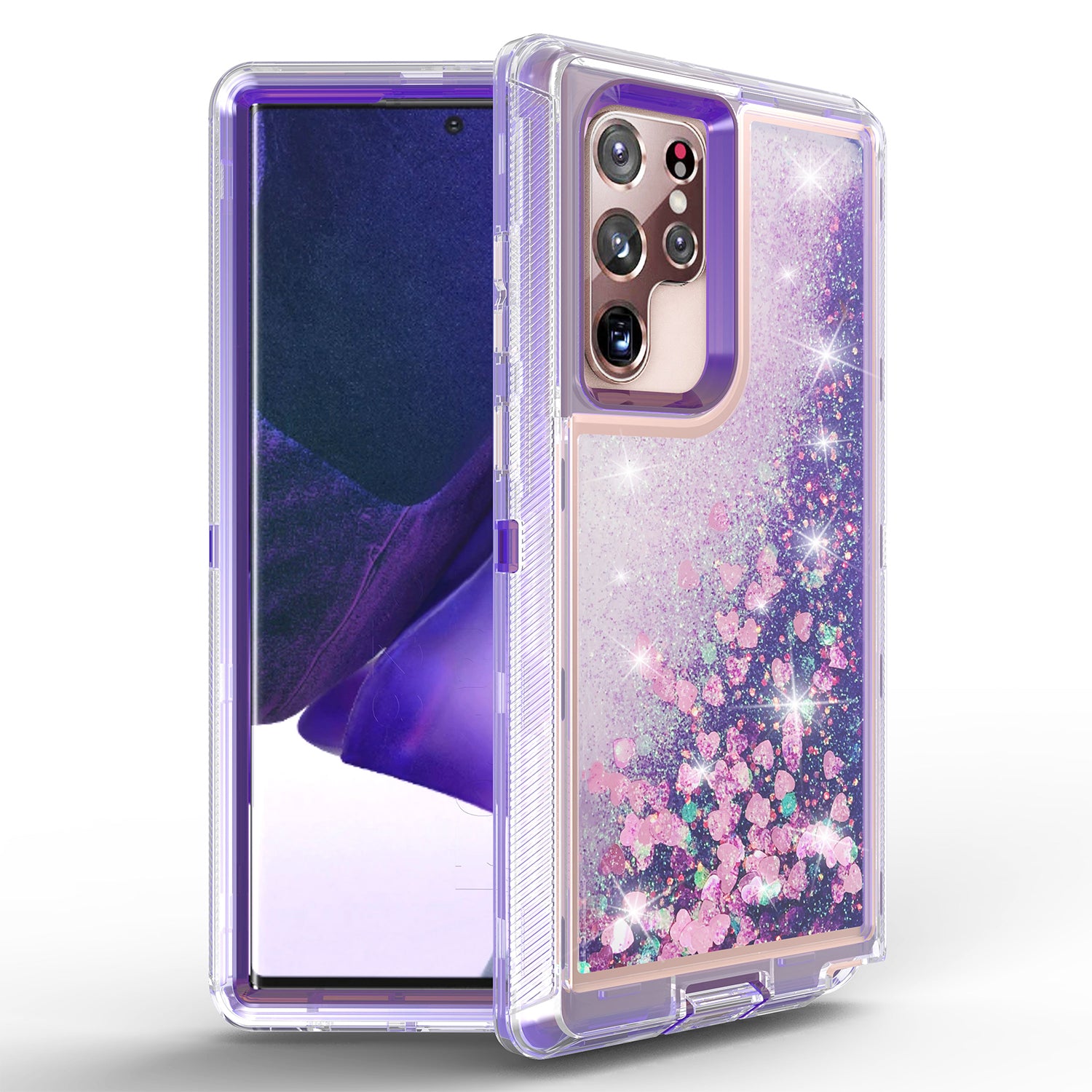 Samsung Galaxy S23 Ultra  Transparent Floating Glitter Heavy Duty Case