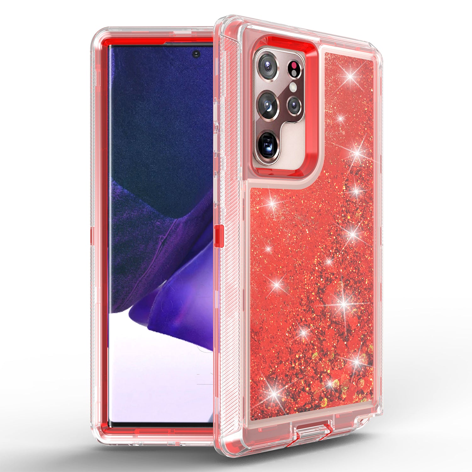 Samsung Galaxy S23 Ultra  Transparent Floating Glitter Heavy Duty Case