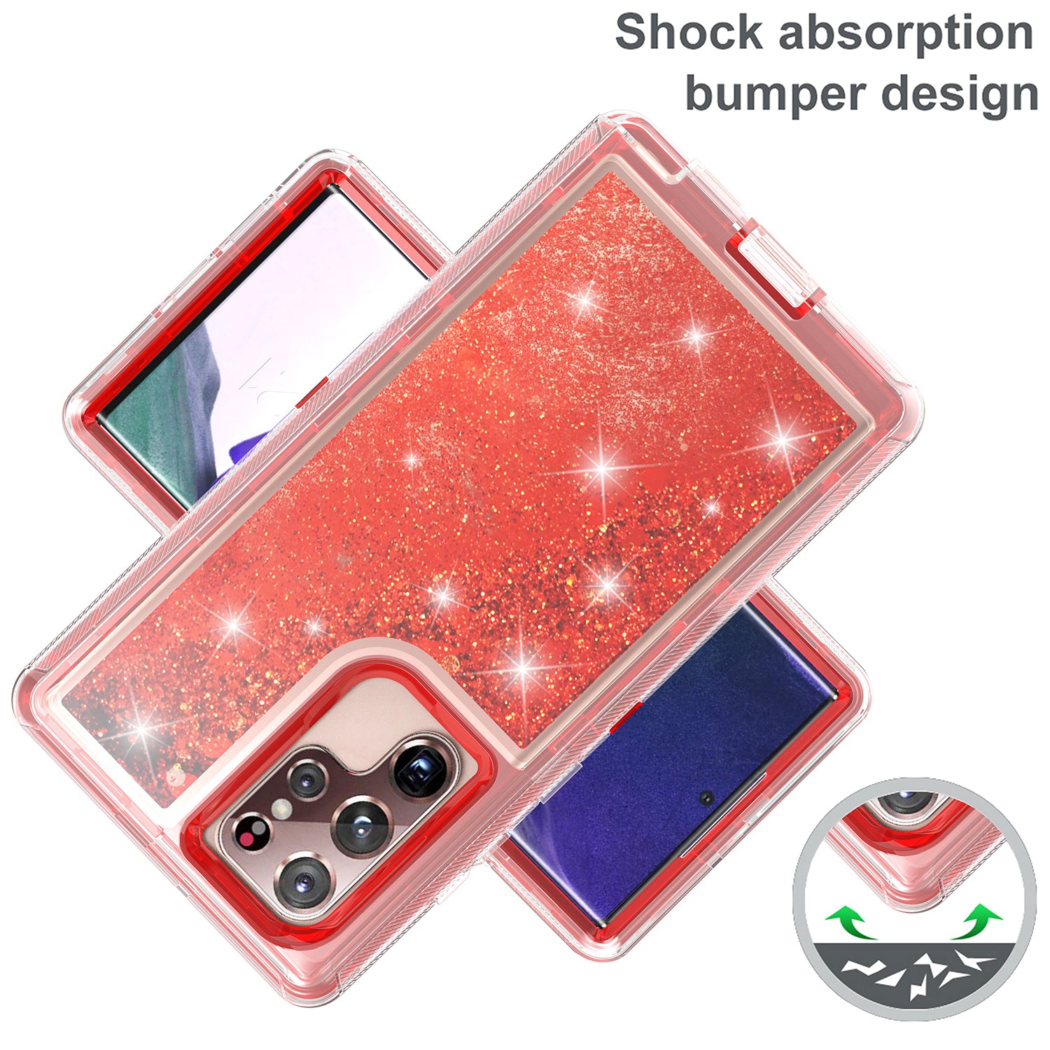 Samsung Galaxy S23 Ultra  Transparent Floating Glitter Heavy Duty Case
