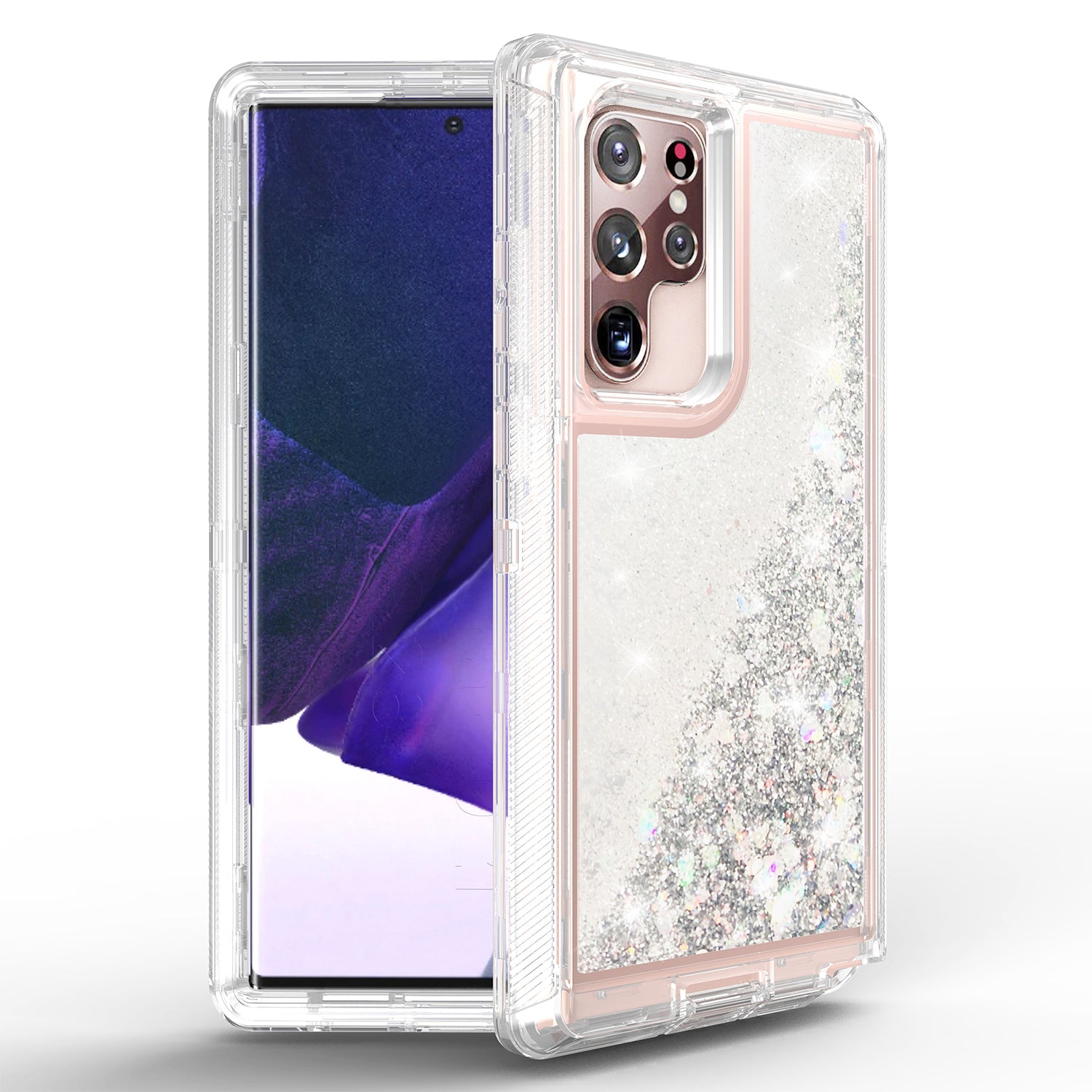 Samsung Galaxy S23 Ultra  Transparent Floating Glitter Heavy Duty Case