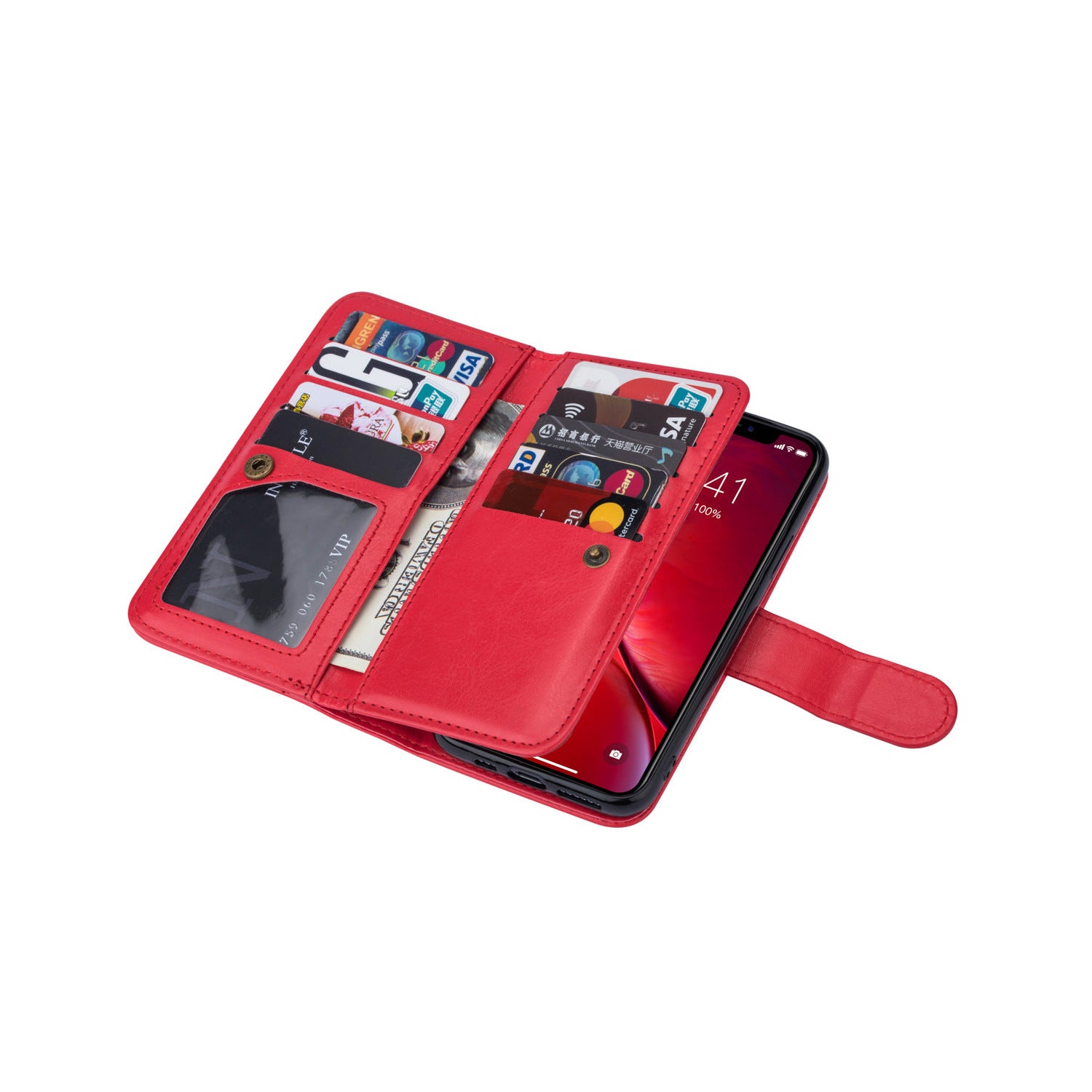 Samsung Galaxy S23 Ultra 2 IN 1 Leather Wallet Case with 9 Credit Card Slots and Removable Back Cover
