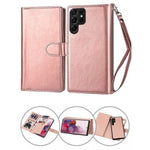 Samsung Galaxy S23 Ultra 2 IN 1 Leather Wallet Case with 9 Credit Card Slots and Removable Back Cover