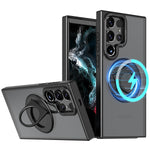 Samsung Galaxy S23 Ultra Hollow Out Ring Rotating Magnetic Suction Bracket Protective Sleeve Case