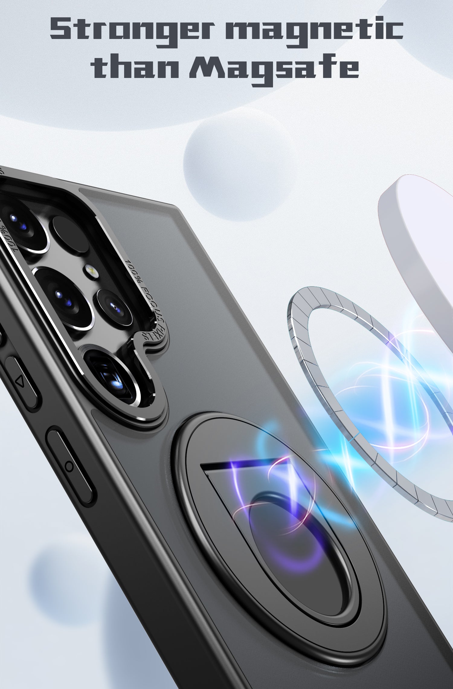 Samsung Galaxy S23 Ultra Hollow Out Ring Rotating Magnetic Suction Bracket Protective Sleeve Case