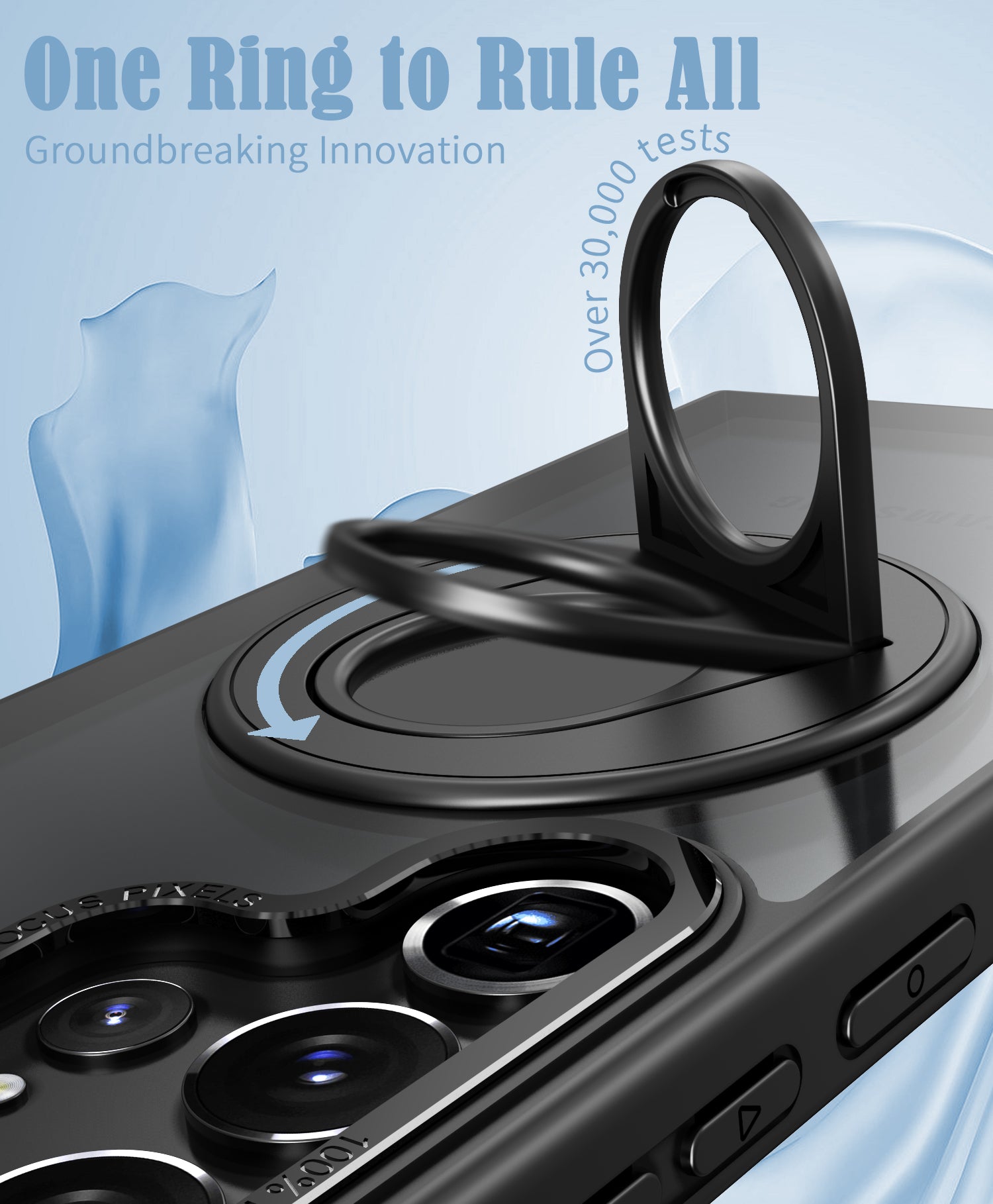 Samsung Galaxy S23 Ultra Hollow Out Ring Rotating Magnetic Suction Bracket Protective Sleeve Case