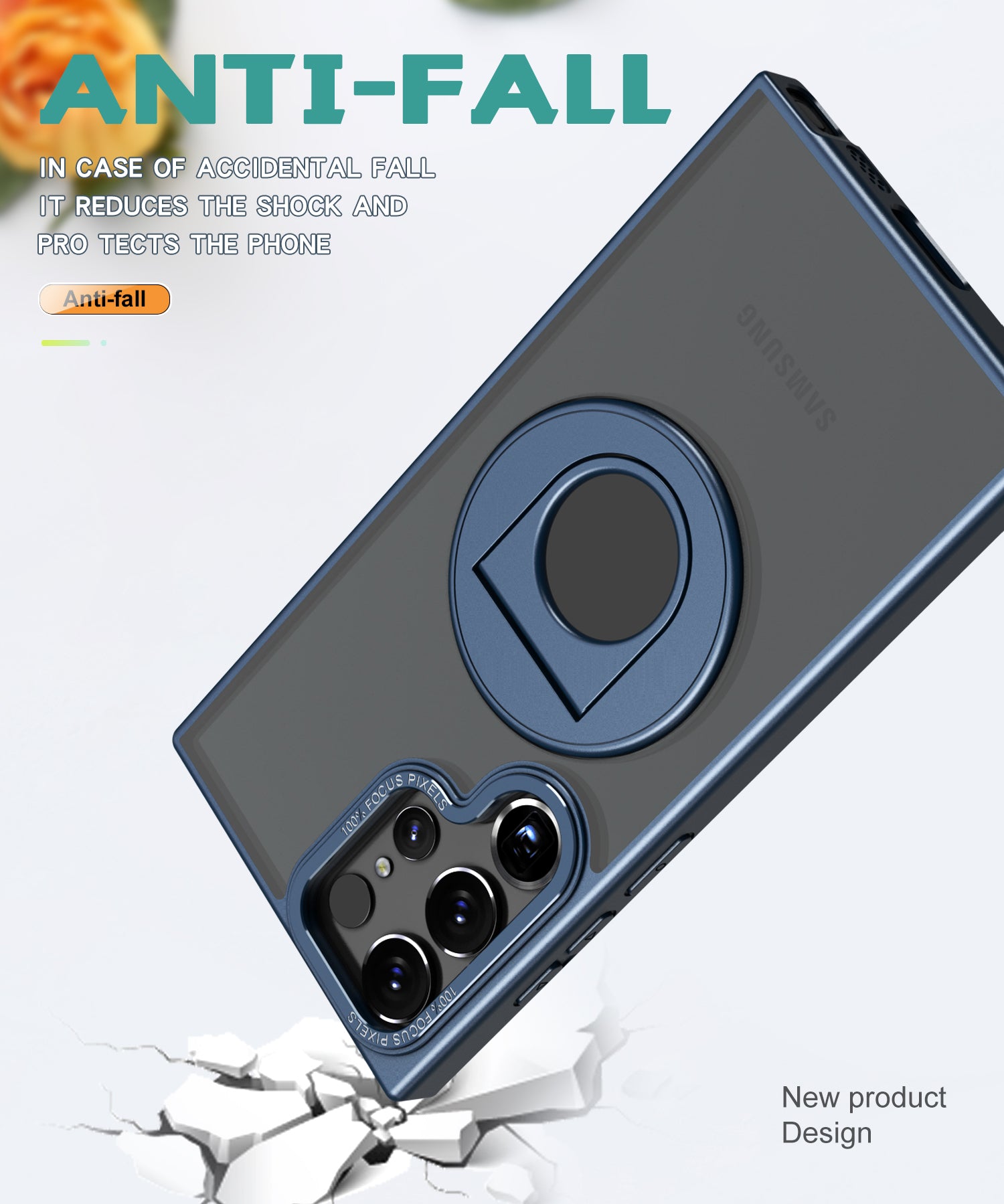 Samsung Galaxy S23 Ultra Hollow Out Ring Rotating Magnetic Suction Bracket Protective Sleeve Case