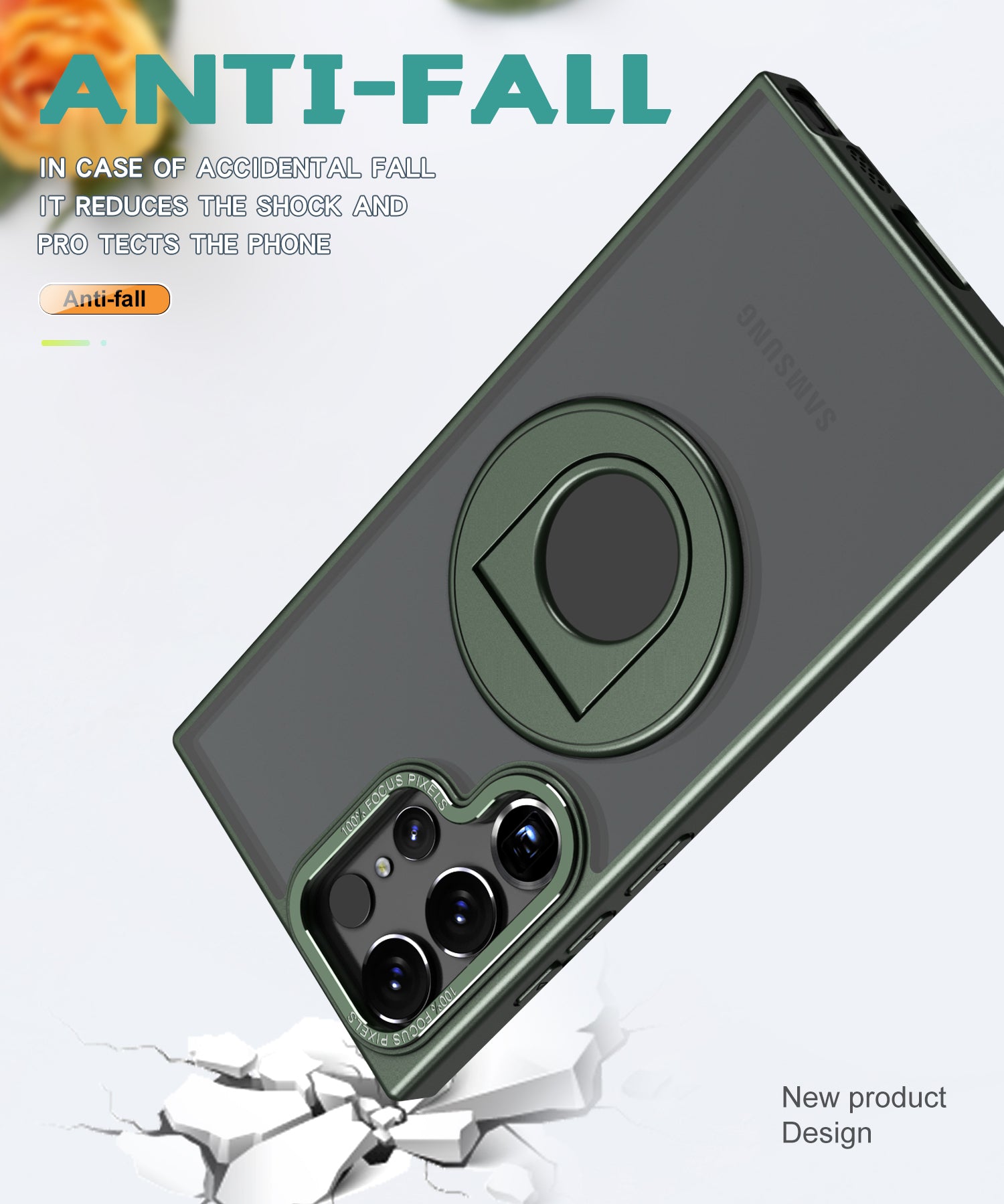 Samsung Galaxy S23 Ultra Hollow Out Ring Rotating Magnetic Suction Bracket Protective Sleeve Case