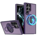 Samsung Galaxy S23 Ultra Hollow Out Ring Rotating Magnetic Suction Bracket Protective Sleeve Case