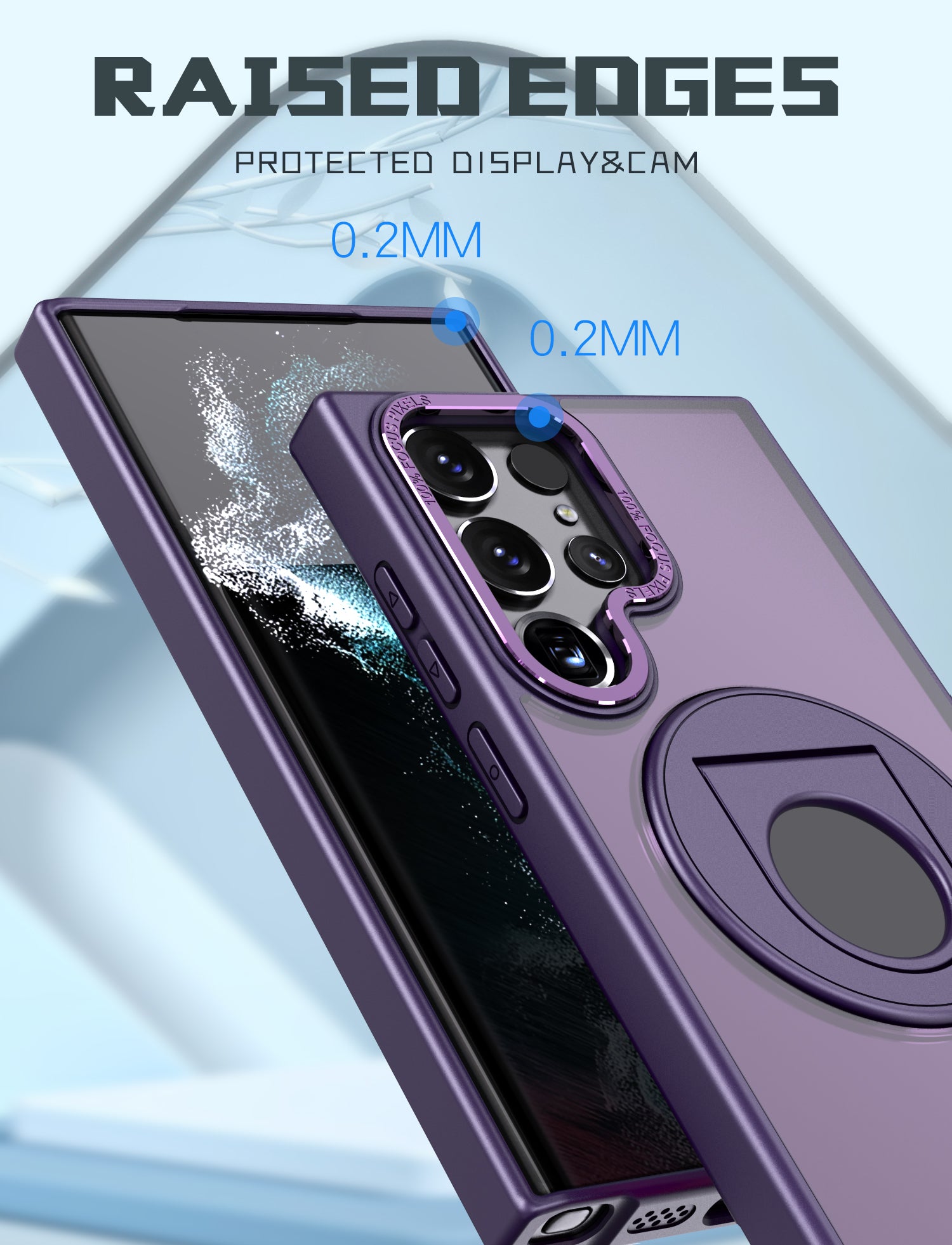 Samsung Galaxy S23 Ultra Hollow Out Ring Rotating Magnetic Suction Bracket Protective Sleeve Case