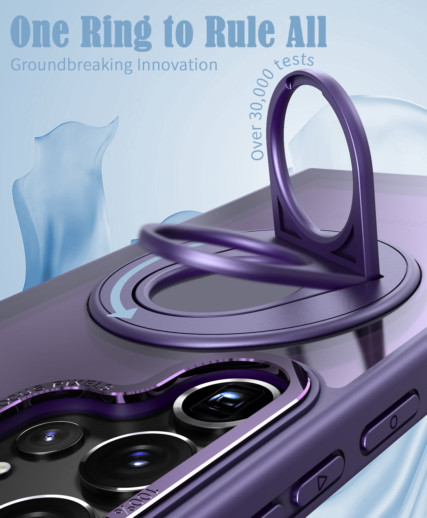Samsung Galaxy S23 Ultra Hollow Out Ring Rotating Magnetic Suction Bracket Protective Sleeve Case