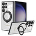 Samsung Galaxy S23 Ultra Electroplated Magnetic Transparent Anti Drop Bracket Ring Phone Case