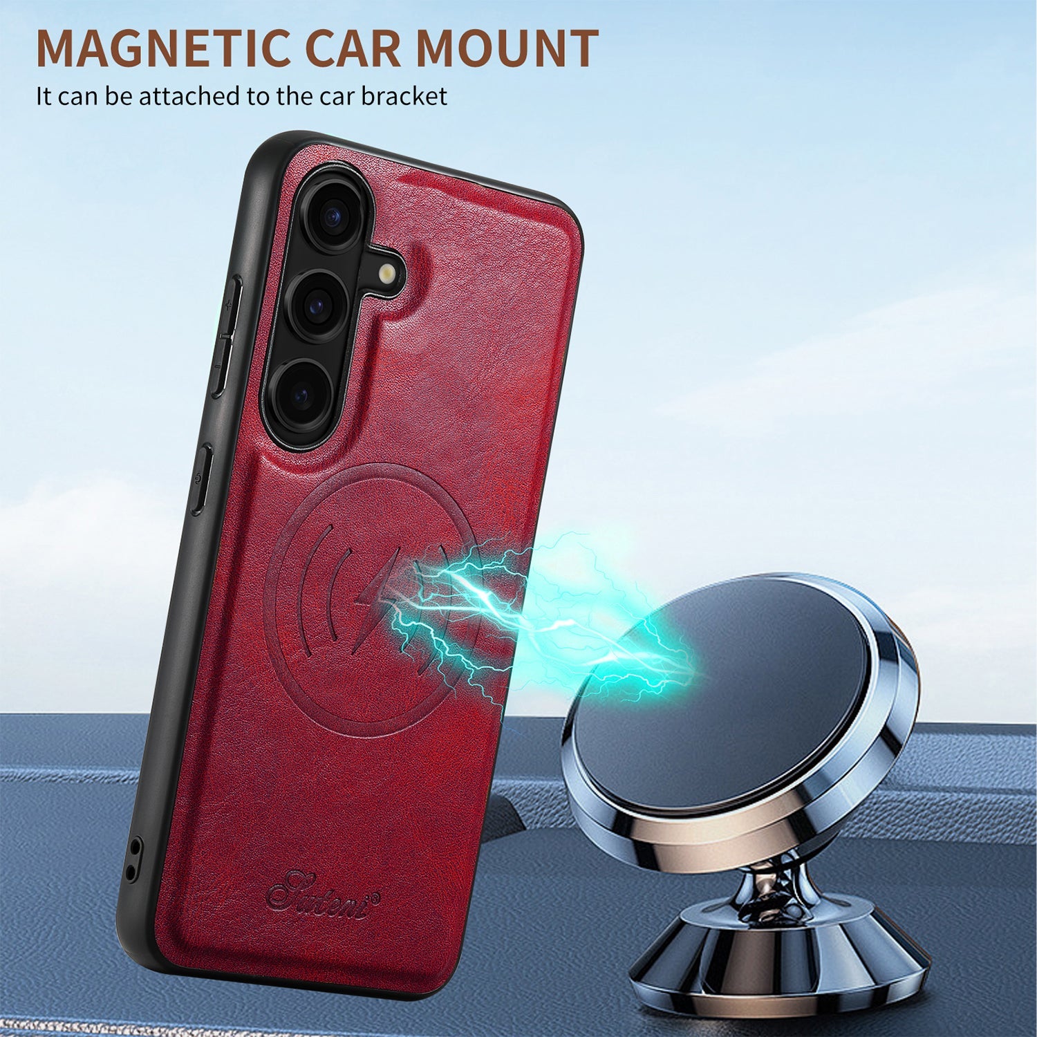 Samsung Galaxy S24 Plus Magnetic PU Leather Wallet Card Slot Case Wireless Charging