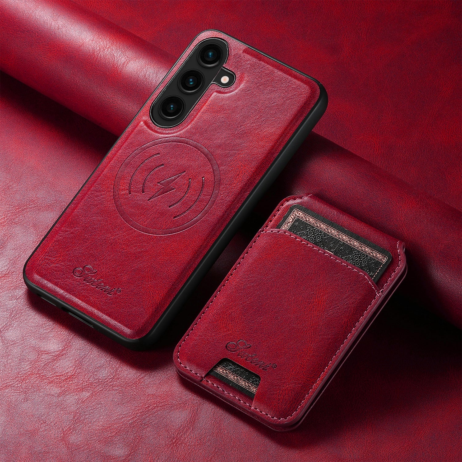 Samsung Galaxy S24 Magnetic PU Leather Wallet Card Slot Case Wireless Charging