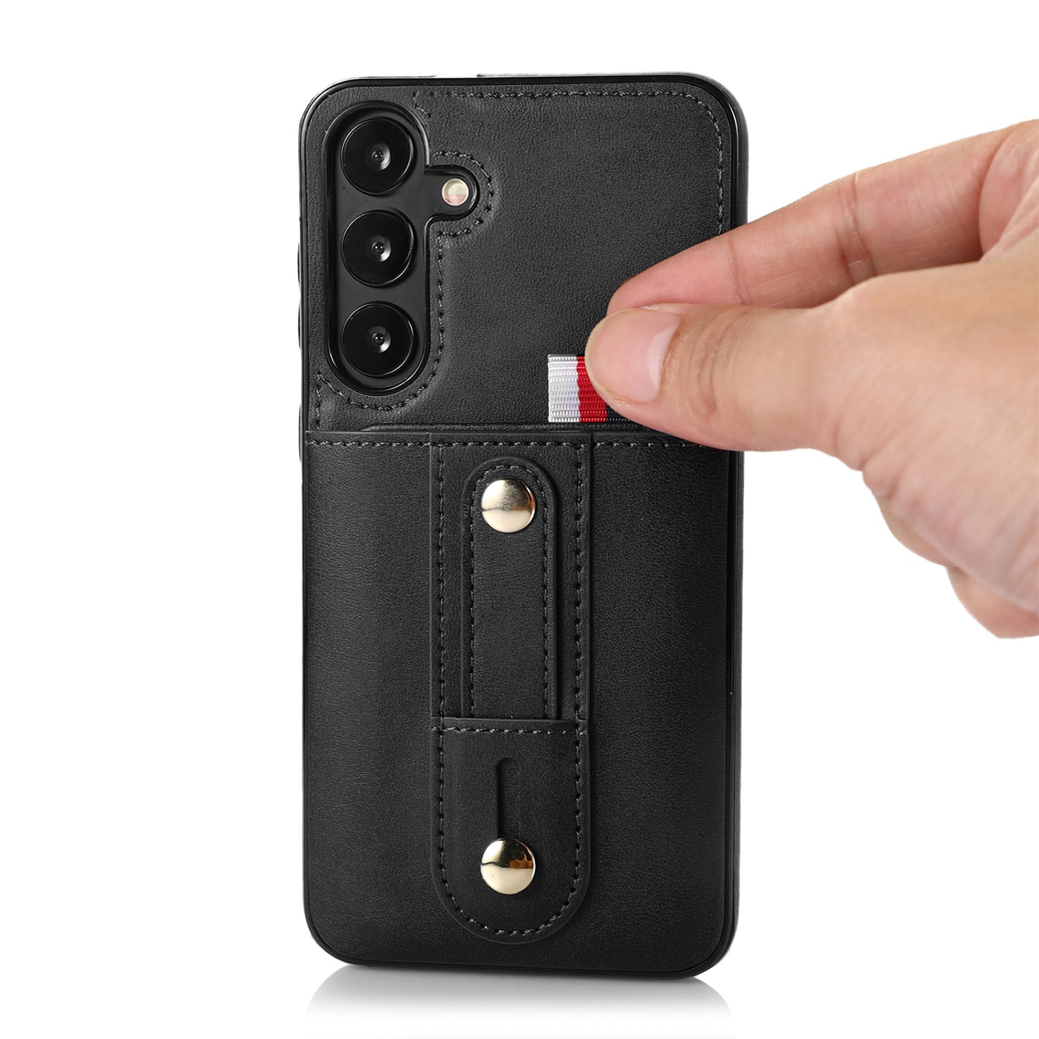 Samsung Galaxy S24 Plus Shockproof，Anti-Fall Protective Case with Card Slots Ring Buckle Loop Strap Wallet Kickstand Cover