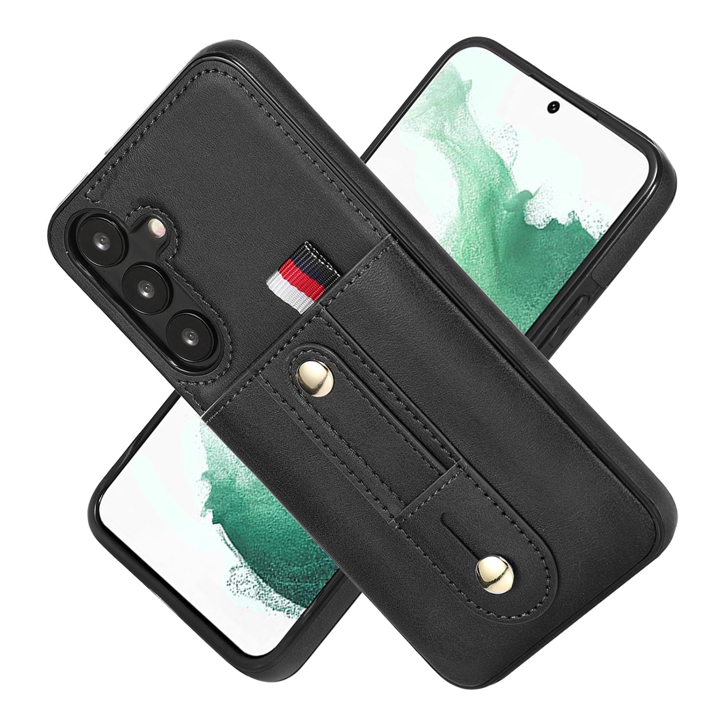 Samsung Galaxy S24 Plus Shockproof，Anti-Fall Protective Case with Card Slots Ring Buckle Loop Strap Wallet Kickstand Cover