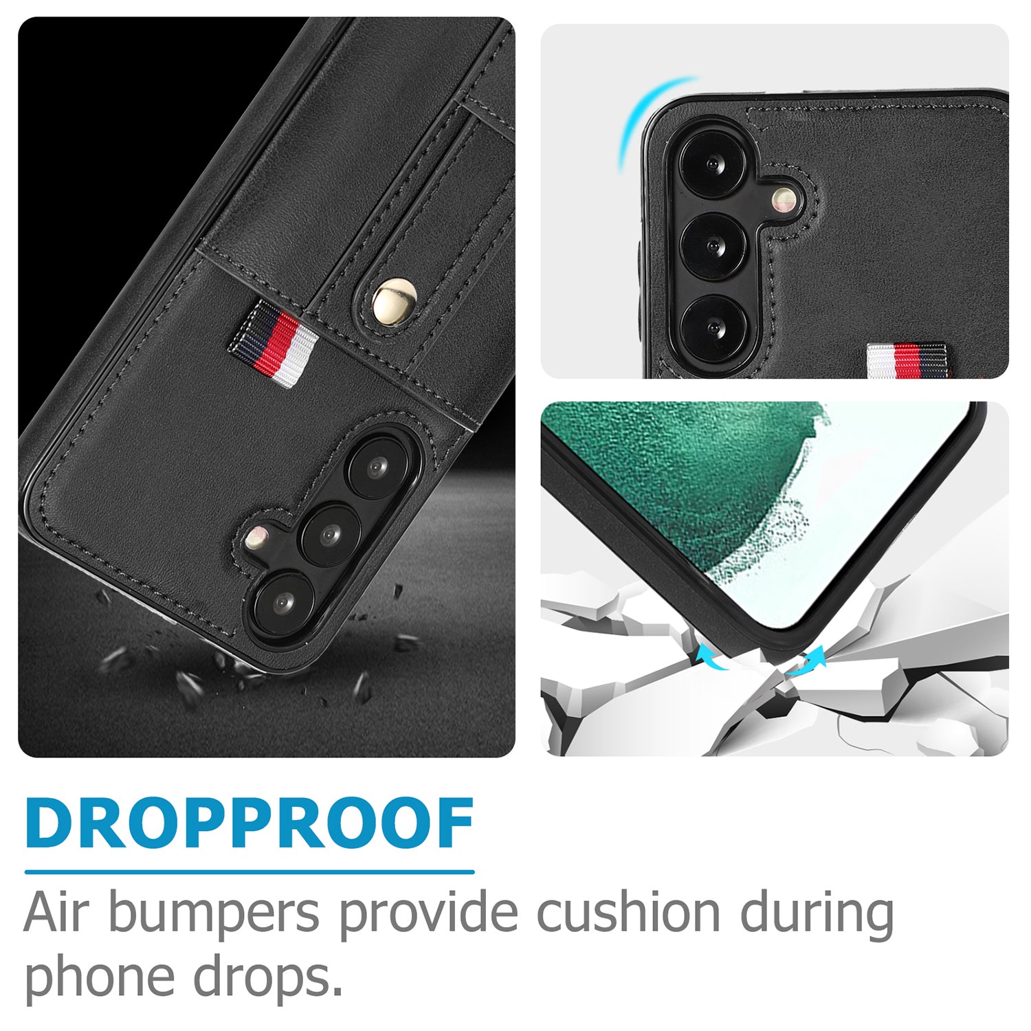 Samsung Galaxy S24 Plus Shockproof，Anti-Fall Protective Case with Card Slots Ring Buckle Loop Strap Wallet Kickstand Cover