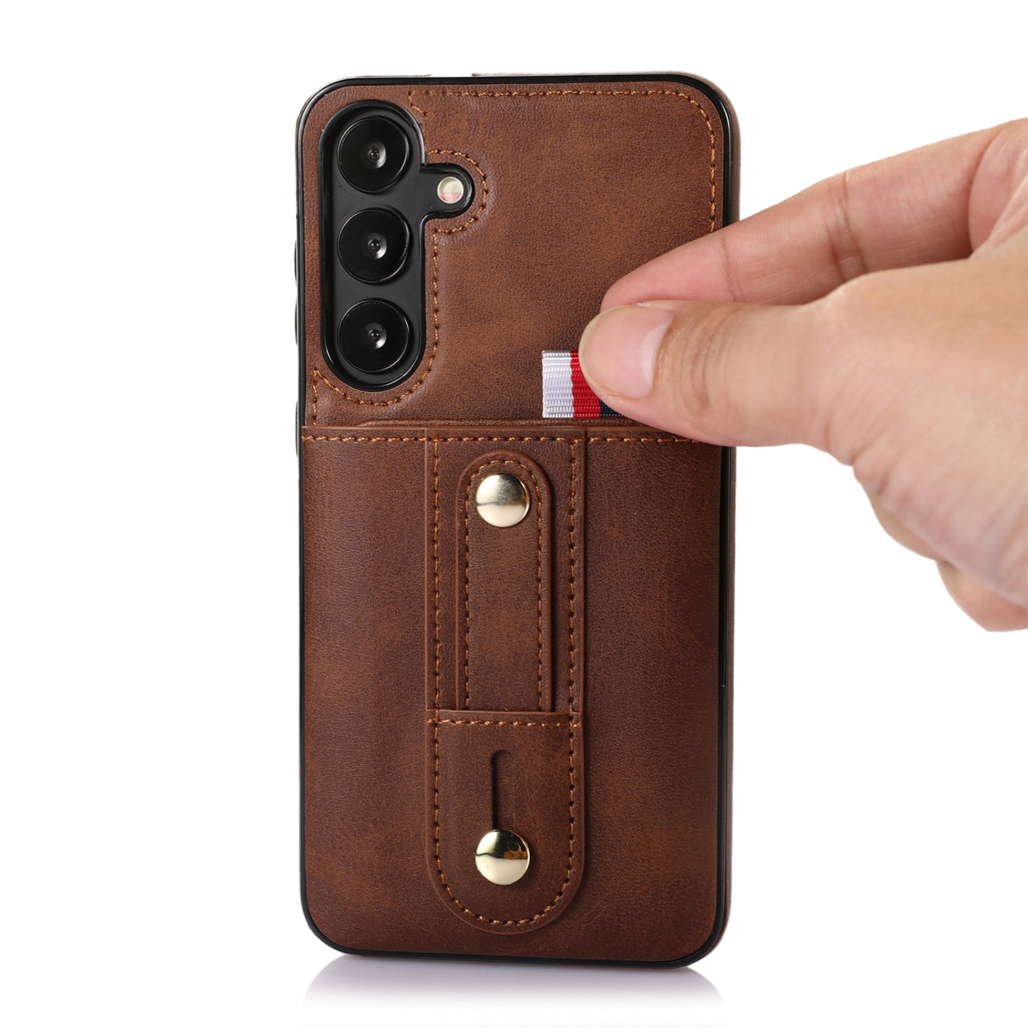 Samsung Galaxy S24 Shockproof，Anti-Fall Protective Case with Card Slots Ring Buckle Loop Strap Wallet Kickstand Cover