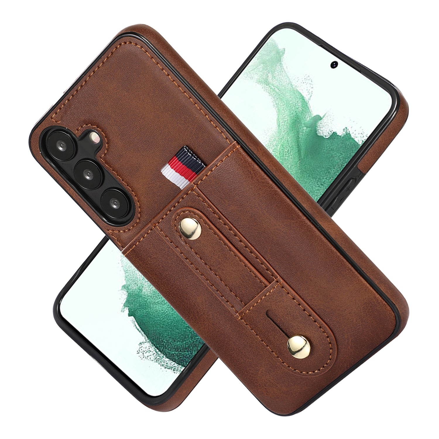 Samsung Galaxy S24 Shockproof，Anti-Fall Protective Case with Card Slots Ring Buckle Loop Strap Wallet Kickstand Cover