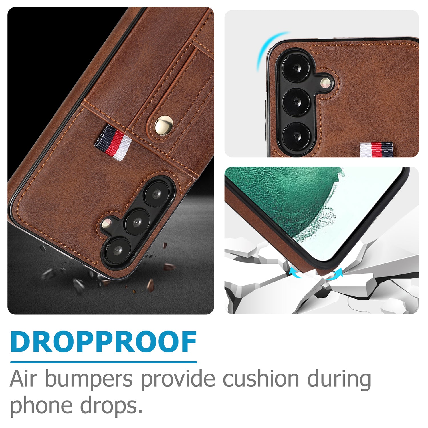 Samsung Galaxy S24 Plus Shockproof，Anti-Fall Protective Case with Card Slots Ring Buckle Loop Strap Wallet Kickstand Cover