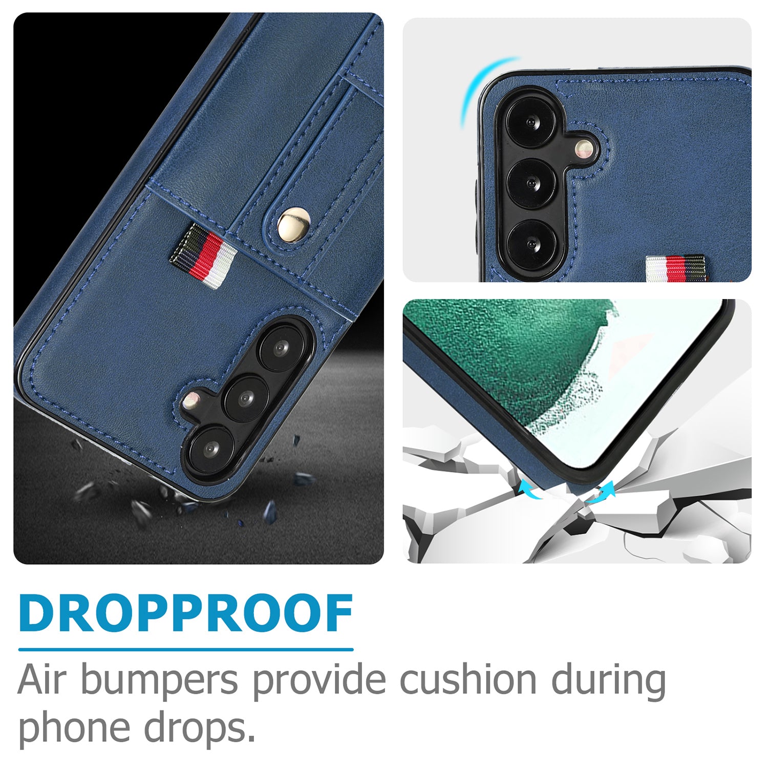 Samsung Galaxy S24 Shockproof，Anti-Fall Protective Case with Card Slots Ring Buckle Loop Strap Wallet Kickstand Cover