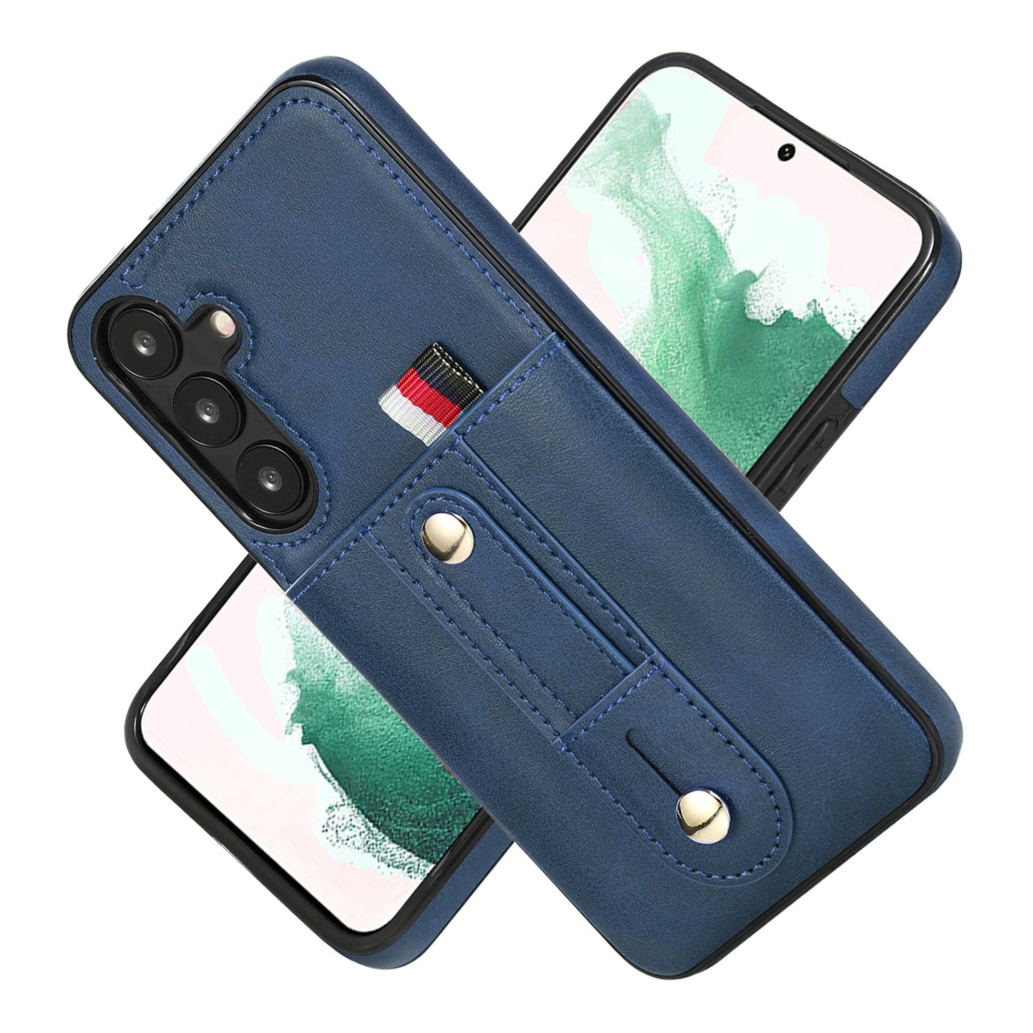 Samsung Galaxy S24 Shockproof，Anti-Fall Protective Case with Card Slots Ring Buckle Loop Strap Wallet Kickstand Cover