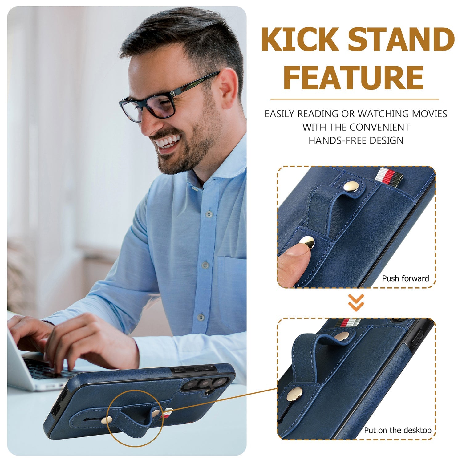 Samsung Galaxy S24 Plus Shockproof，Anti-Fall Protective Case with Card Slots Ring Buckle Loop Strap Wallet Kickstand Cover