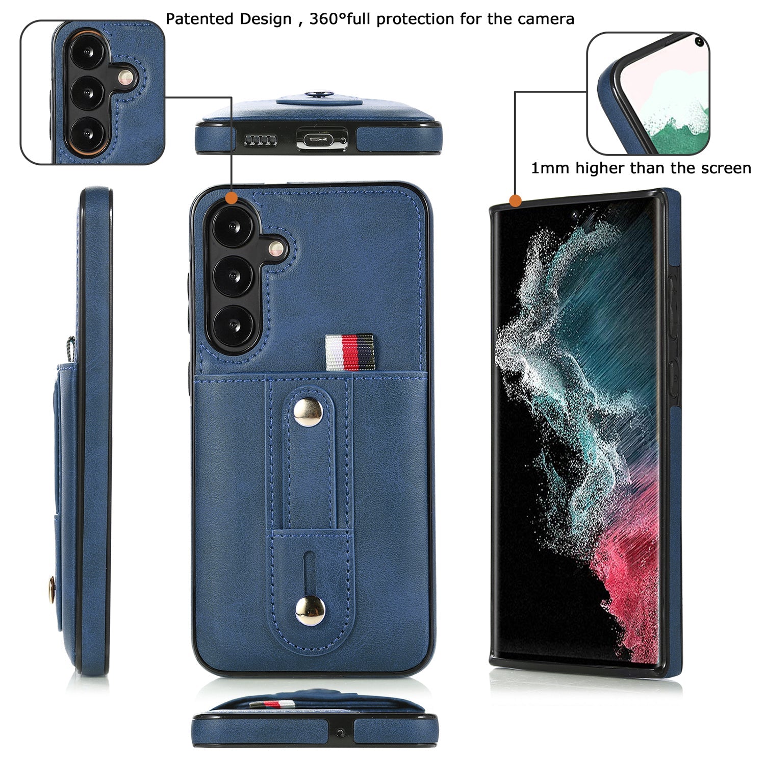 Samsung Galaxy S24 Plus Shockproof，Anti-Fall Protective Case with Card Slots Ring Buckle Loop Strap Wallet Kickstand Cover