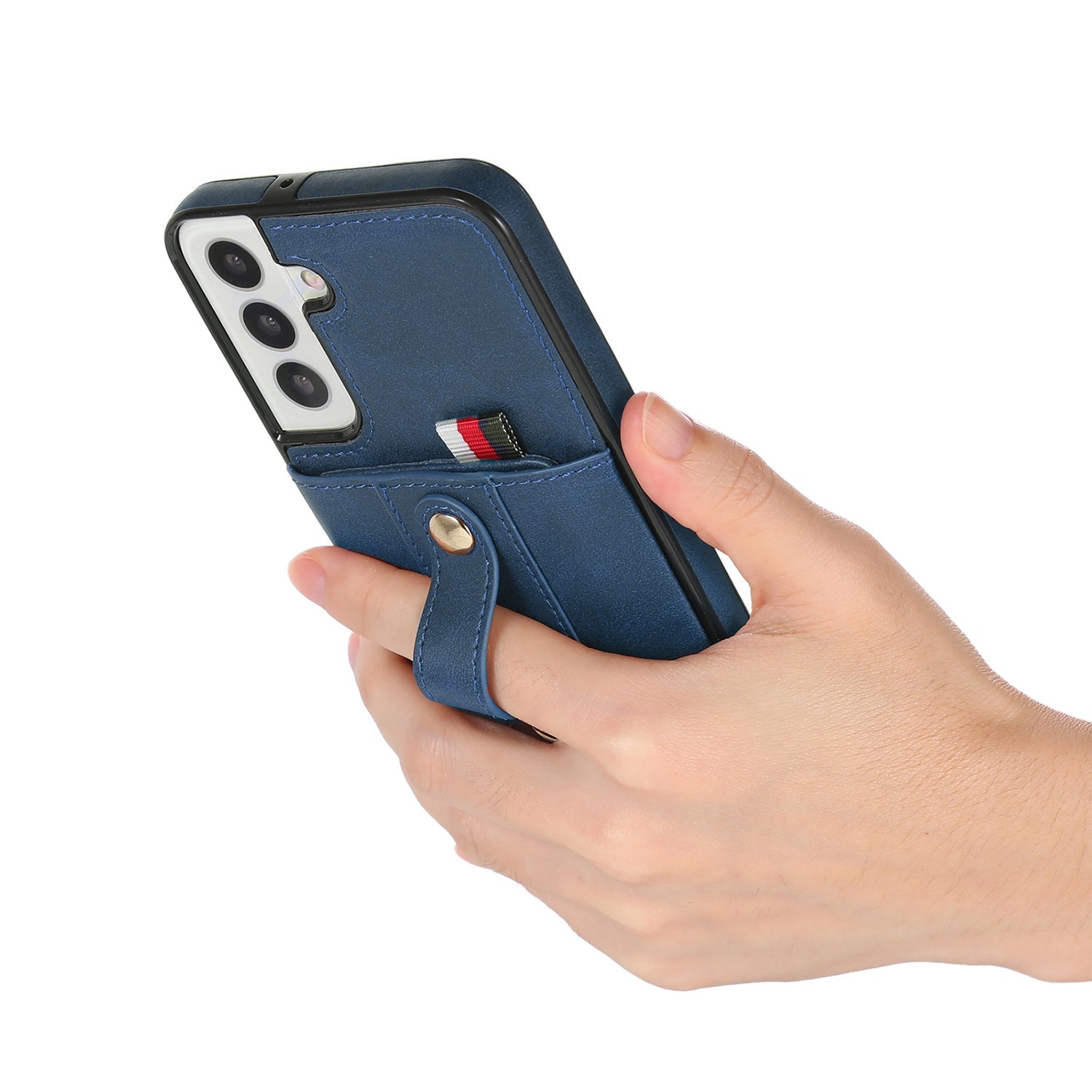 Samsung Galaxy S24 Plus Shockproof，Anti-Fall Protective Case with Card Slots Ring Buckle Loop Strap Wallet Kickstand Cover