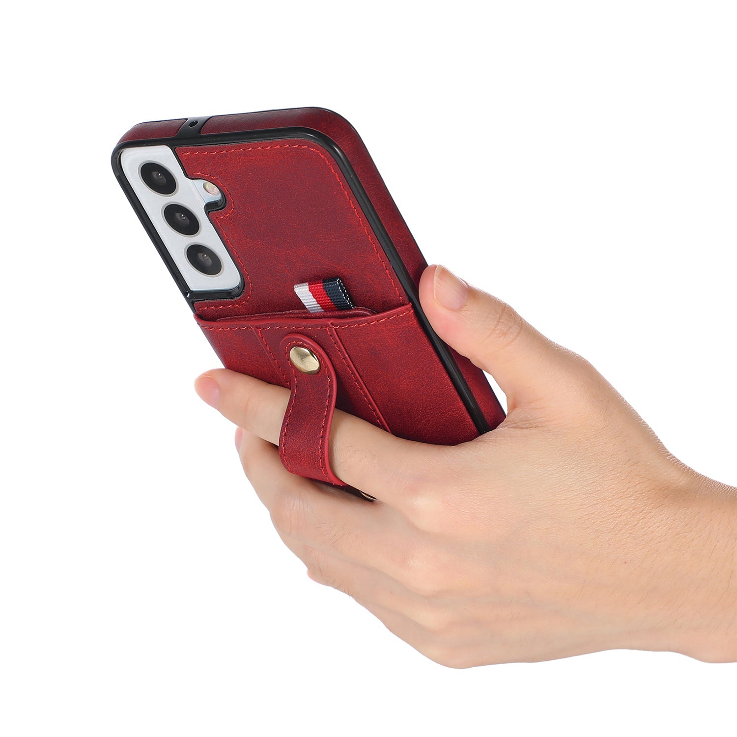 Samsung Galaxy S24 Plus Shockproof，Anti-Fall Protective Case with Card Slots Ring Buckle Loop Strap Wallet Kickstand Cover