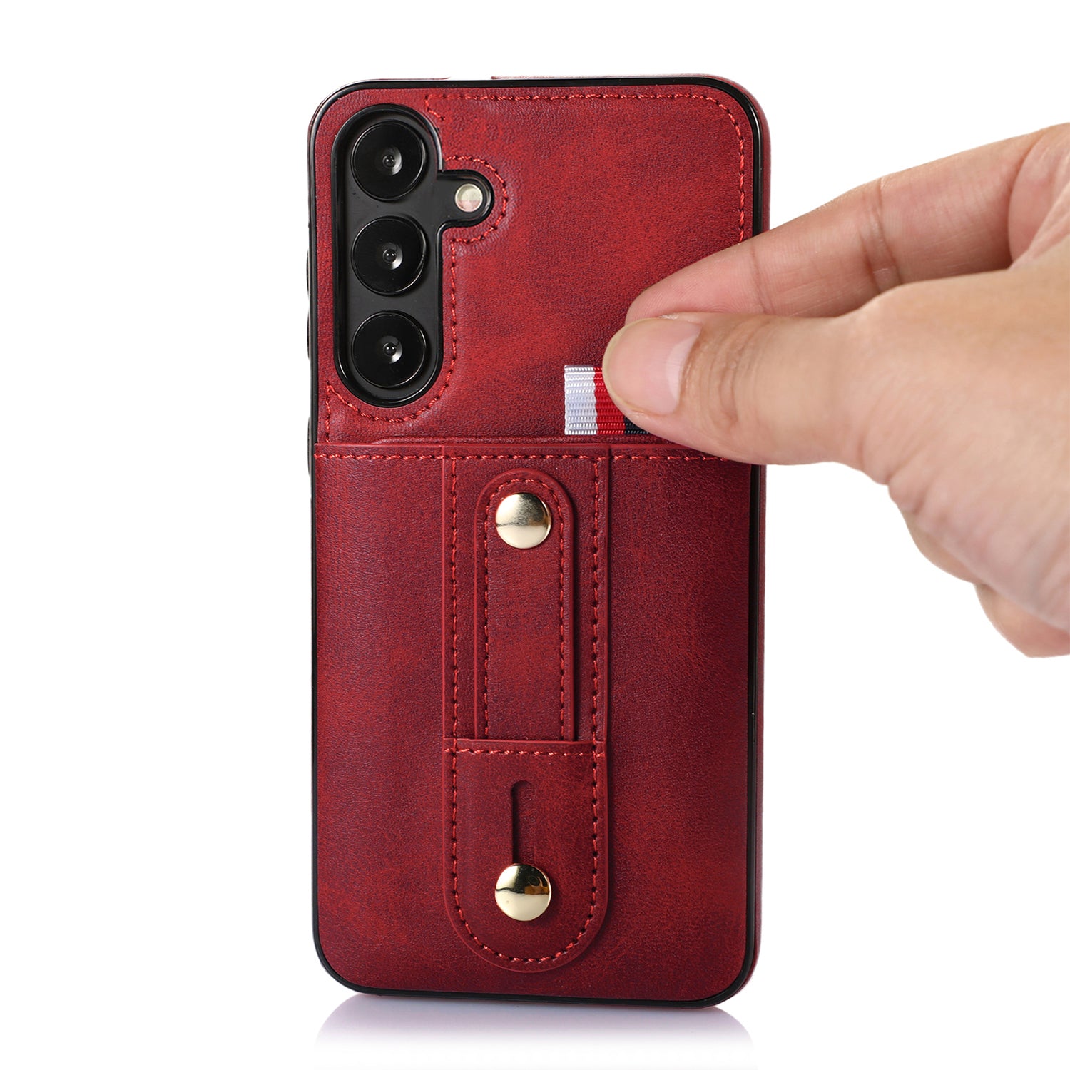 Samsung Galaxy S24 Shockproof，Anti-Fall Protective Case with Card Slots Ring Buckle Loop Strap Wallet Kickstand Cover