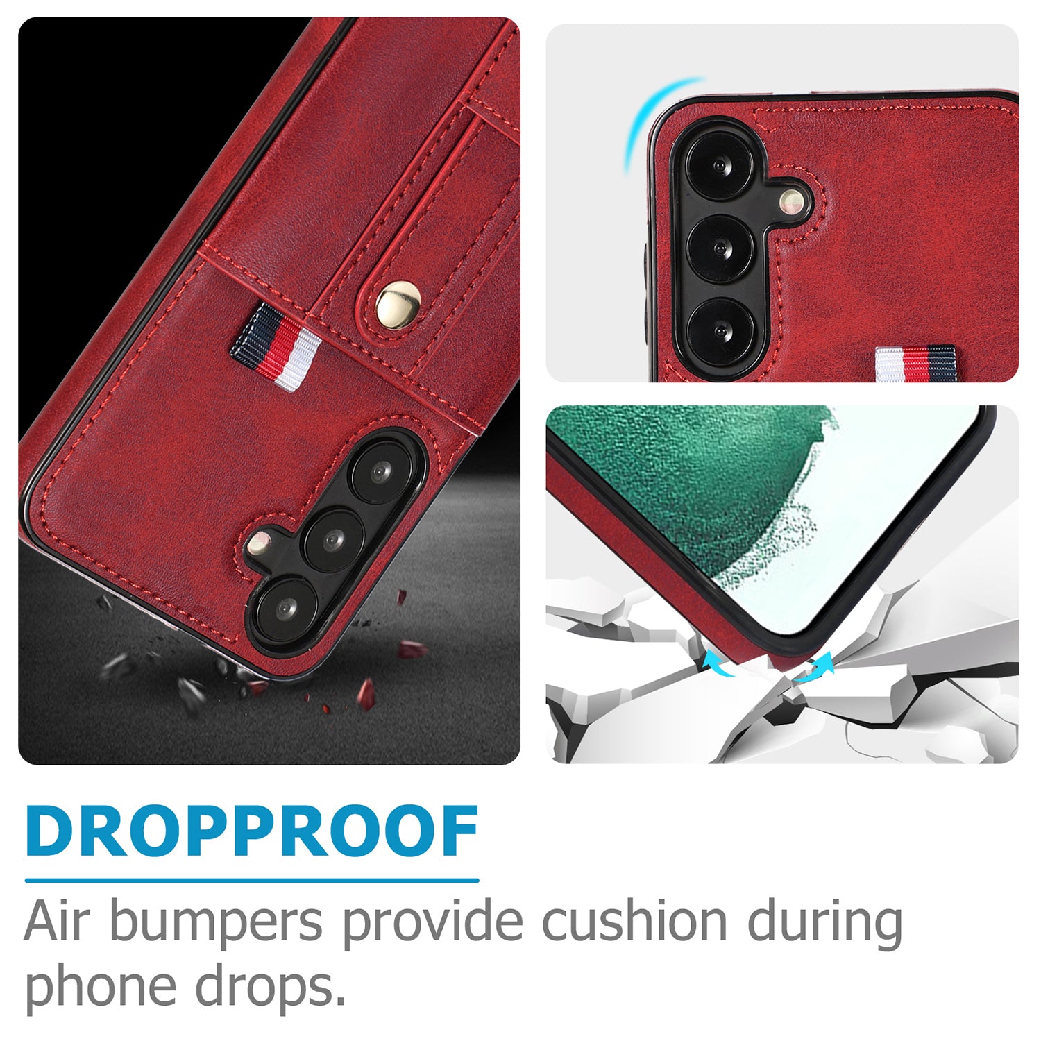 Samsung Galaxy S24 Shockproof，Anti-Fall Protective Case with Card Slots Ring Buckle Loop Strap Wallet Kickstand Cover