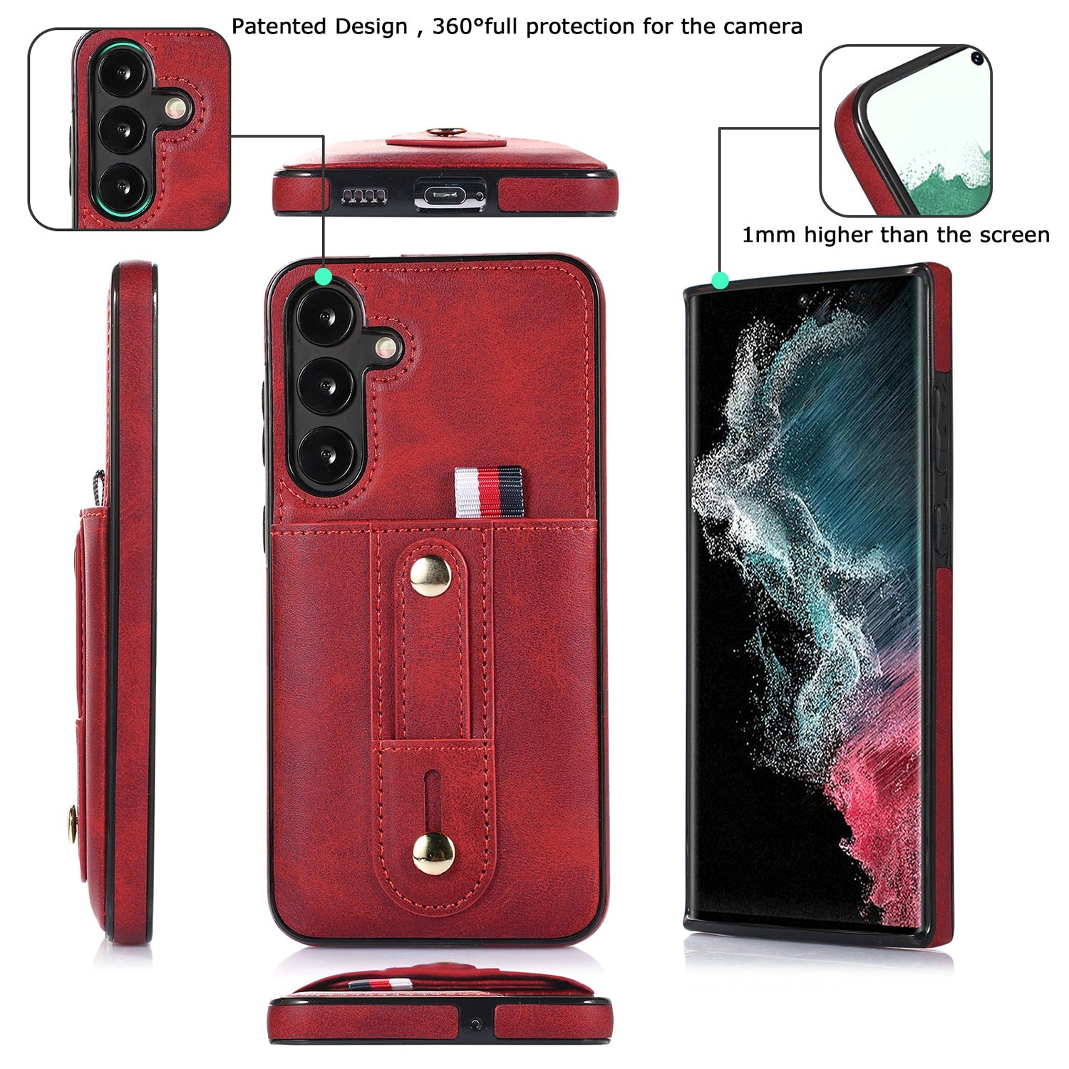 Samsung Galaxy S24 Plus Shockproof，Anti-Fall Protective Case with Card Slots Ring Buckle Loop Strap Wallet Kickstand Cover