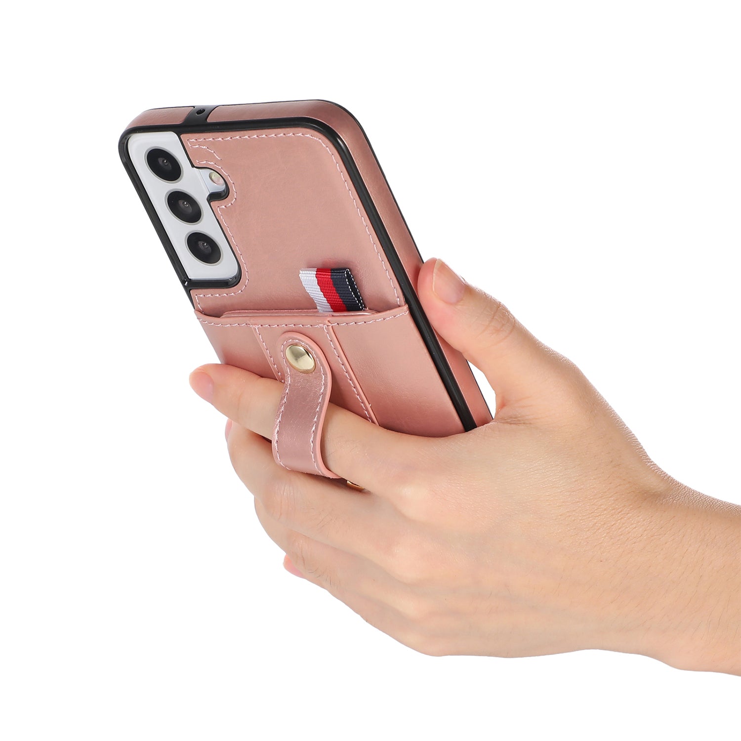Samsung Galaxy S24 Plus Shockproof，Anti-Fall Protective Case with Card Slots Ring Buckle Loop Strap Wallet Kickstand Cover