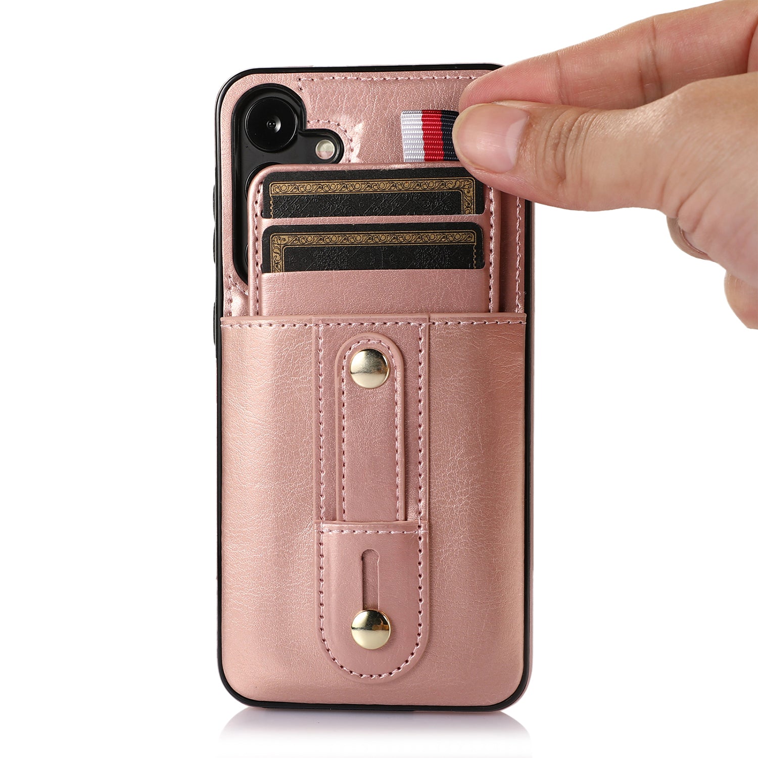 Samsung Galaxy S24 Shockproof，Anti-Fall Protective Case with Card Slots Ring Buckle Loop Strap Wallet Kickstand Cover