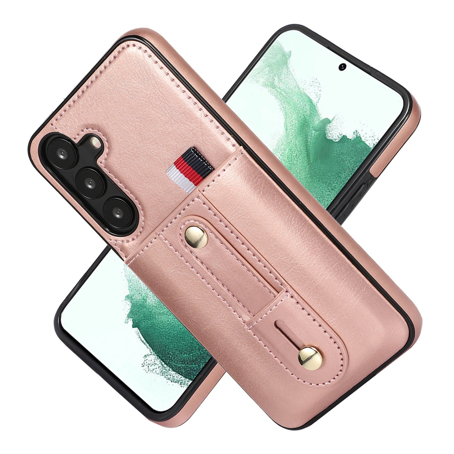 Samsung Galaxy S24 Plus Shockproof，Anti-Fall Protective Case with Card Slots Ring Buckle Loop Strap Wallet Kickstand Cover