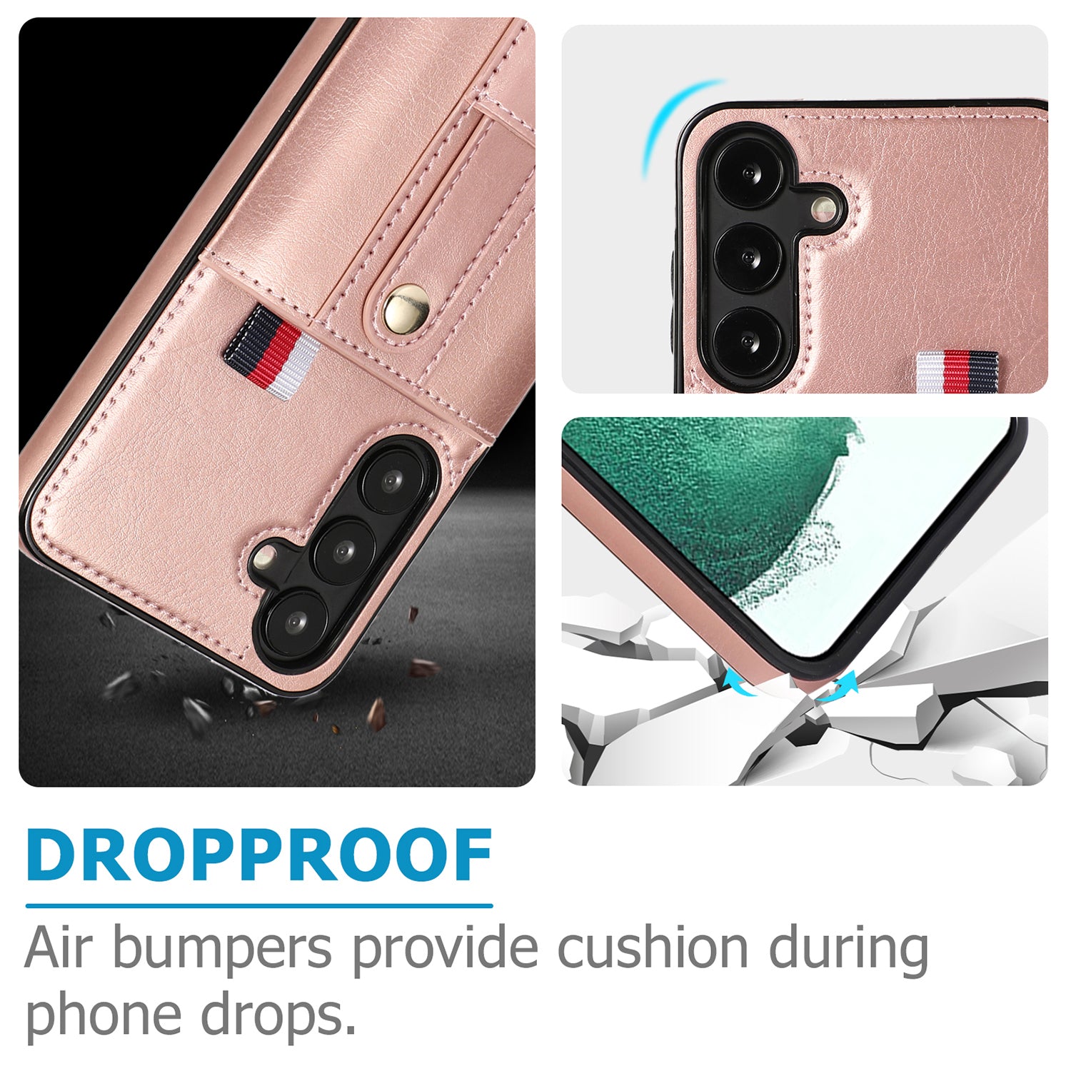 Samsung Galaxy S24 Plus Shockproof，Anti-Fall Protective Case with Card Slots Ring Buckle Loop Strap Wallet Kickstand Cover