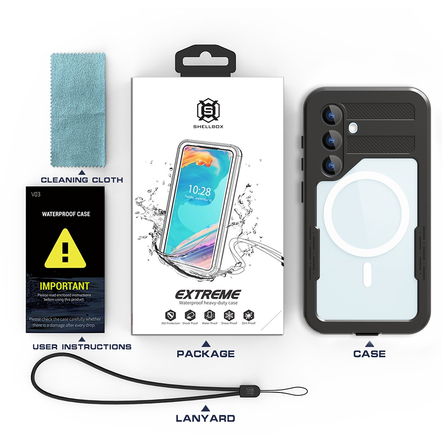 Samsung Galaxy S24 Plus 360 Full Protective Waterproof Case with Built-in Screen Fingerprint Protector