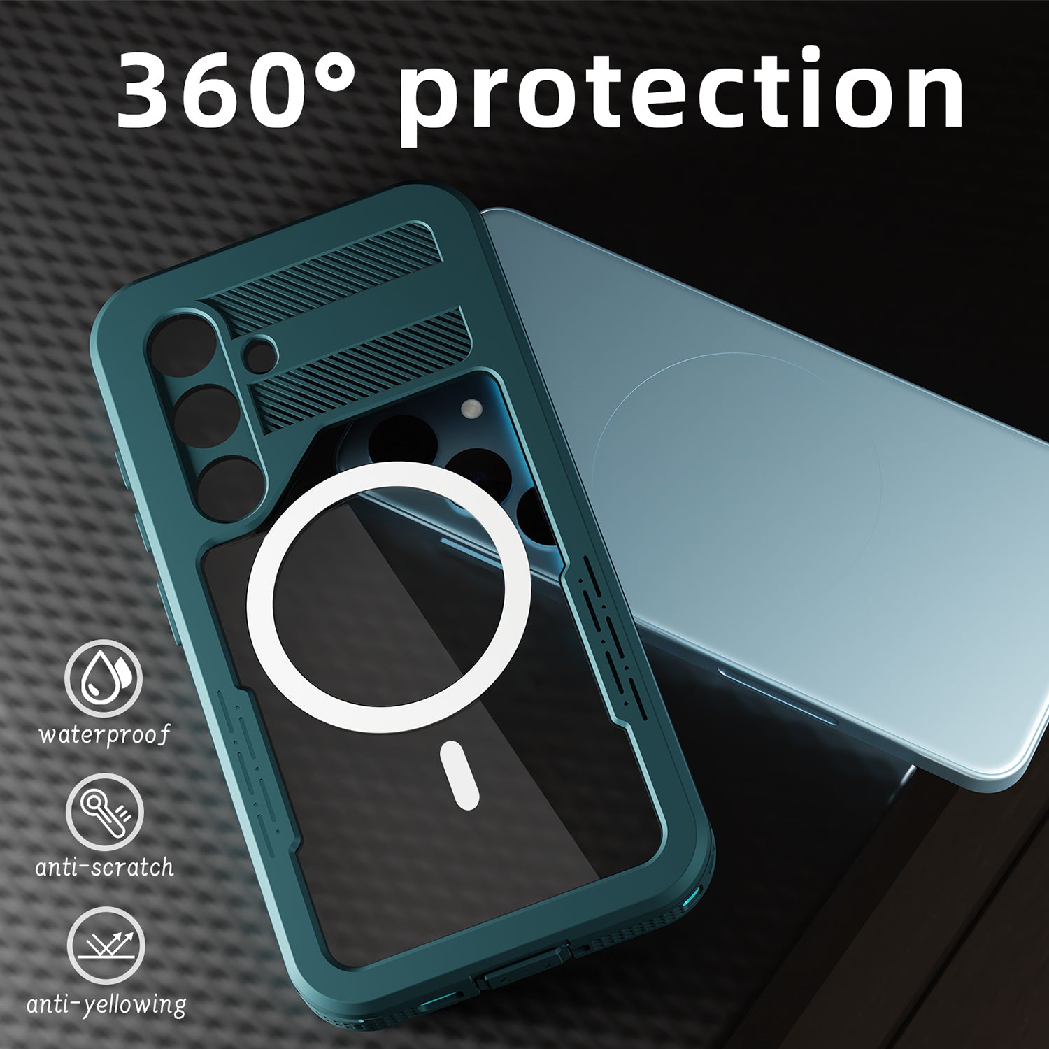 Samsung Galaxy S24,360 Full Protective Waterproof Case With Built-in Screen Fingerprint Protector
