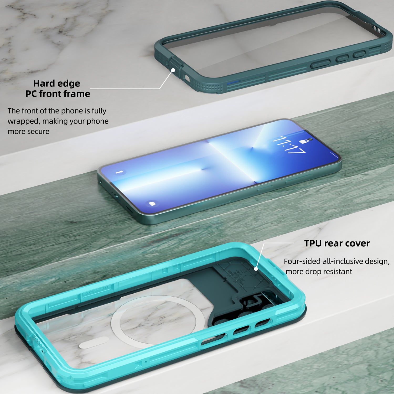 Samsung Galaxy S24,360 Full Protective Waterproof Case With Built-in Screen Fingerprint Protector