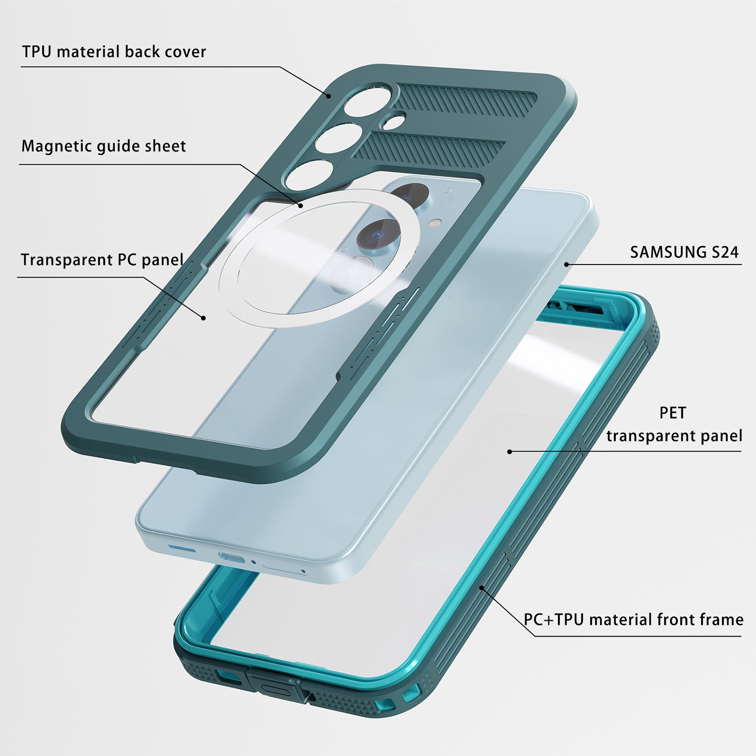 Samsung Galaxy S24 Plus 360 Full Protective Waterproof Case with Built-in Screen Fingerprint Protector