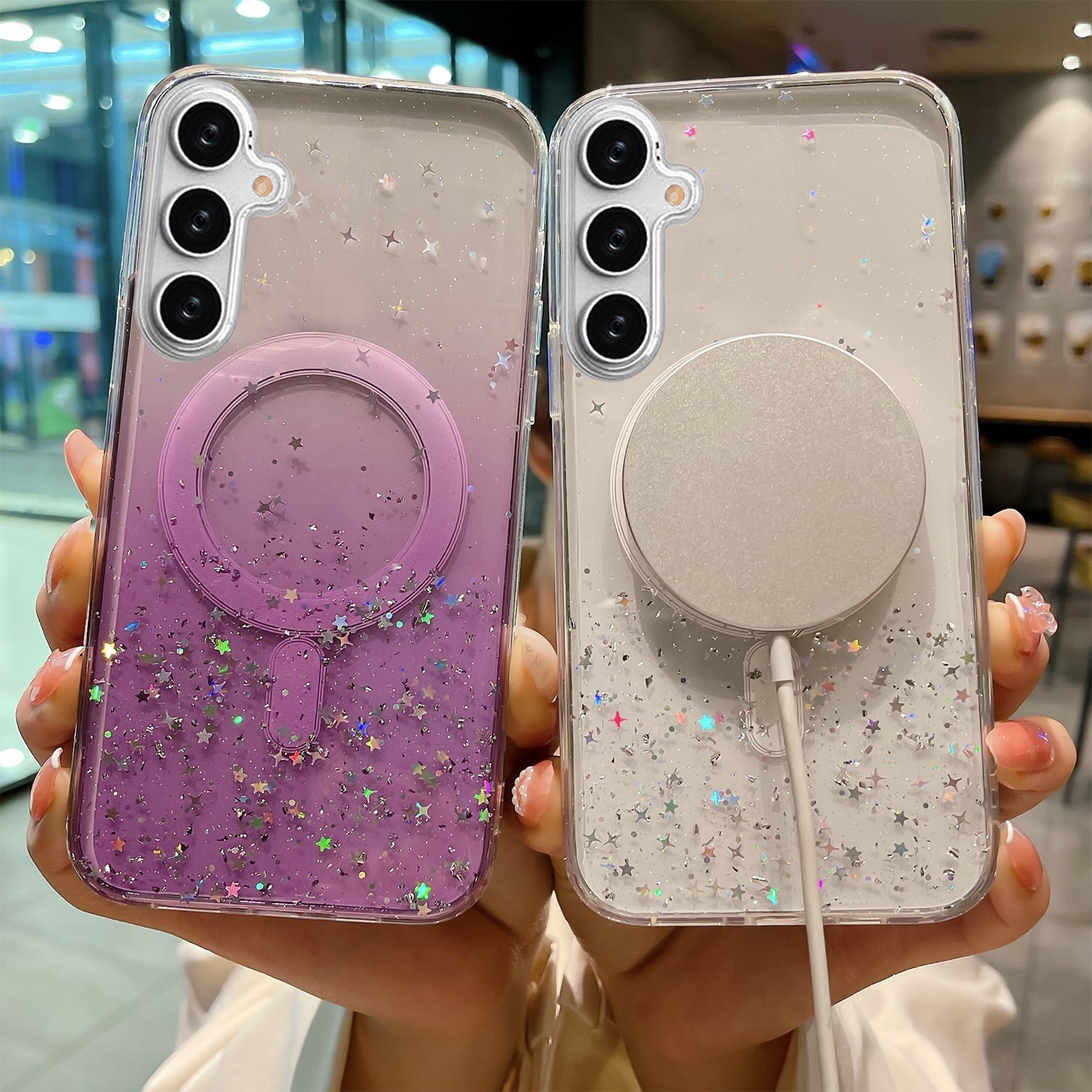 Samsung Galaxy S24 Luxury Sparkly Cover for , Clear Shockproof Silicone Bumper Case