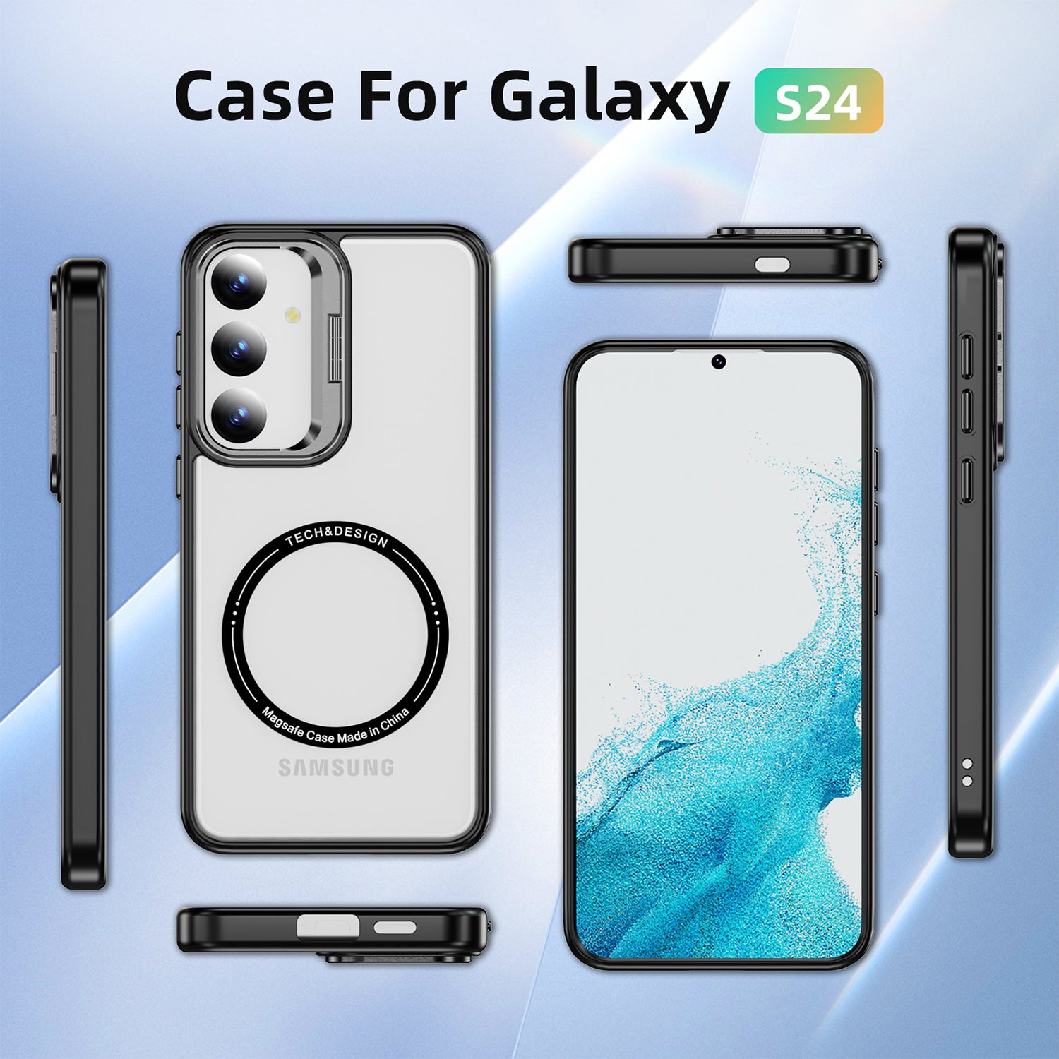 Samsung Galaxy S24 Rotating Metal Frame Magnetic Phone Case