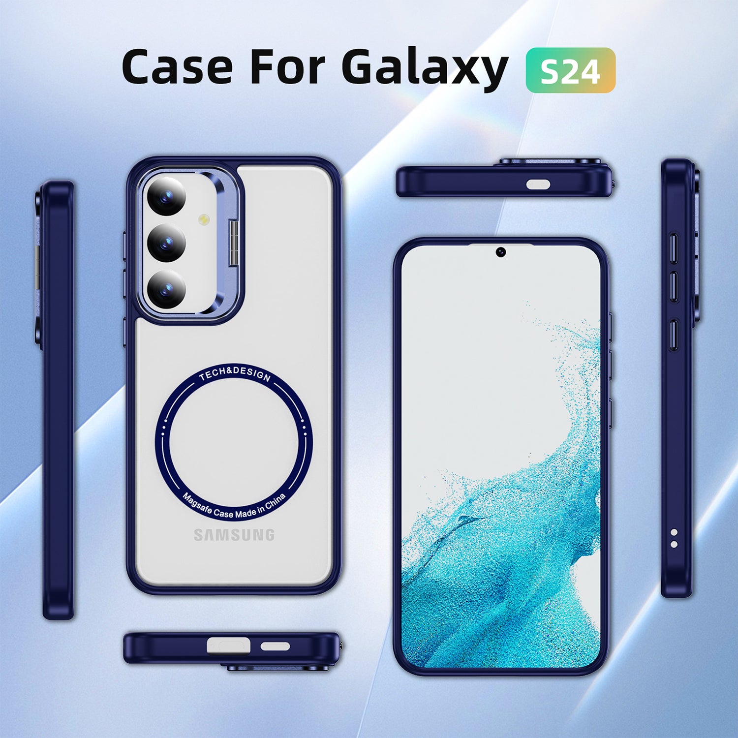 Samsung Galaxy S24 Rotating Metal Frame Magnetic Phone Case