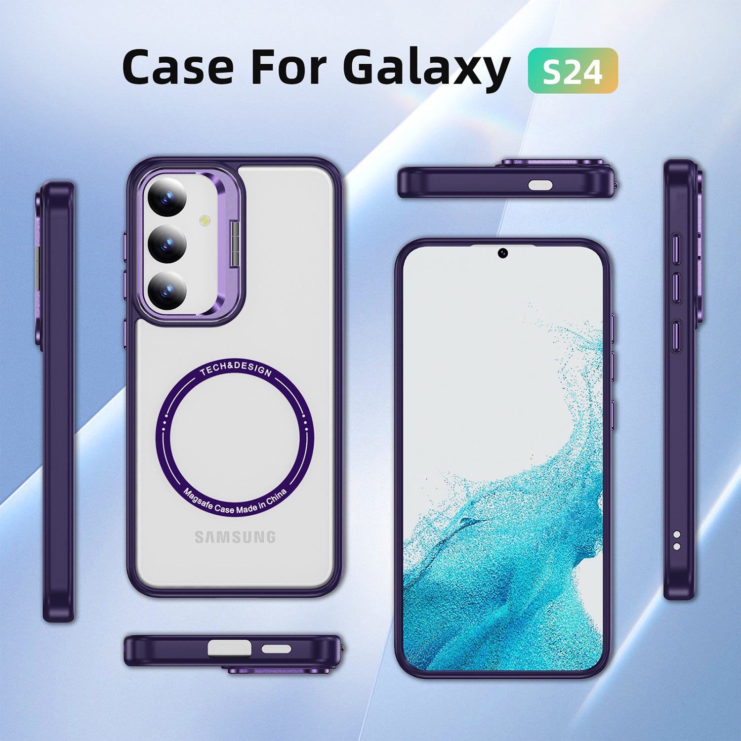 Samsung Galaxy S24 Rotating Metal Frame Magnetic Phone Case