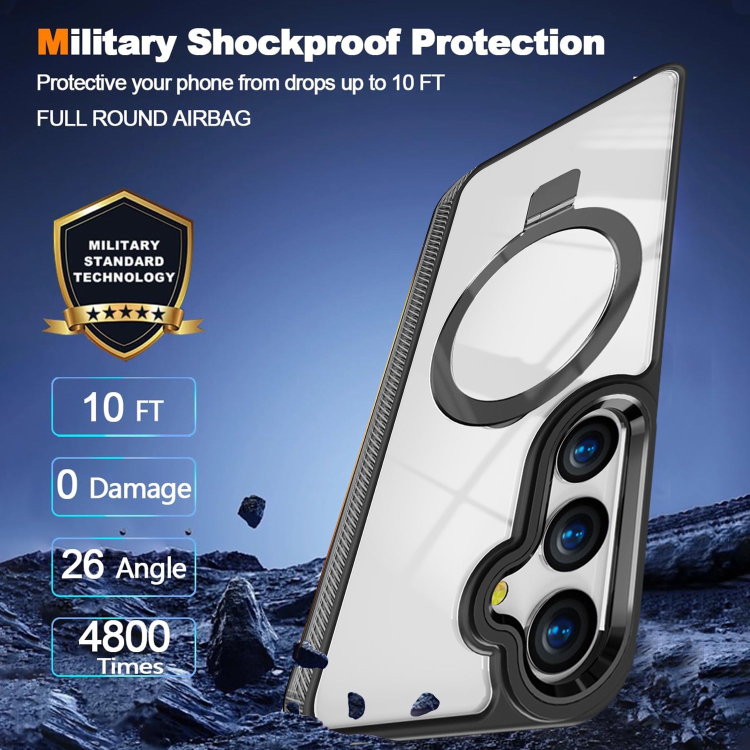 Samsung Galaxy S24 Transparent Magnetic Attraction Holder Mobile Phone Case