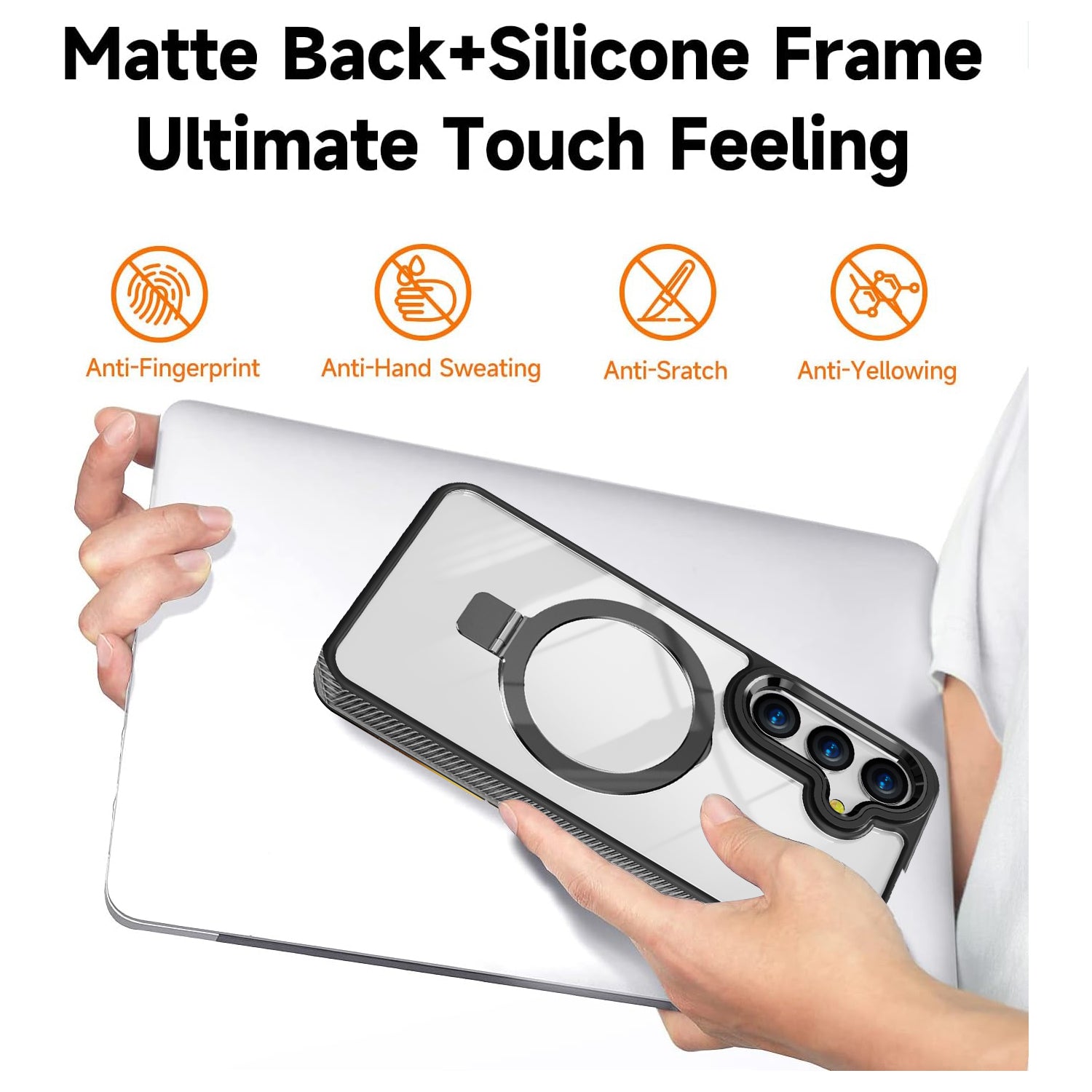 Samsung Galaxy S24 Transparent Magnetic Attraction Holder Mobile Phone Case