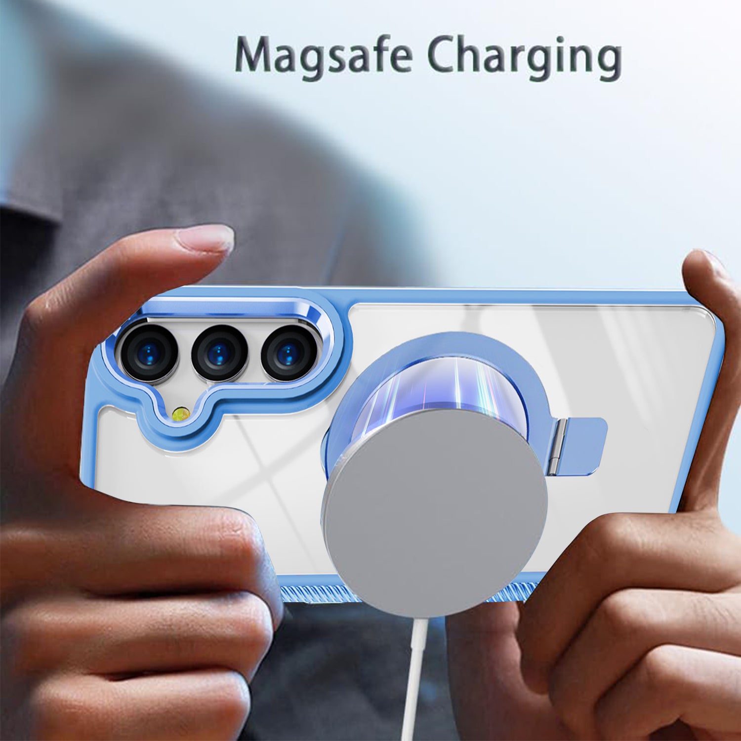 Samsung Galaxy S24 Transparent Magnetic Attraction Holder Mobile Phone Case